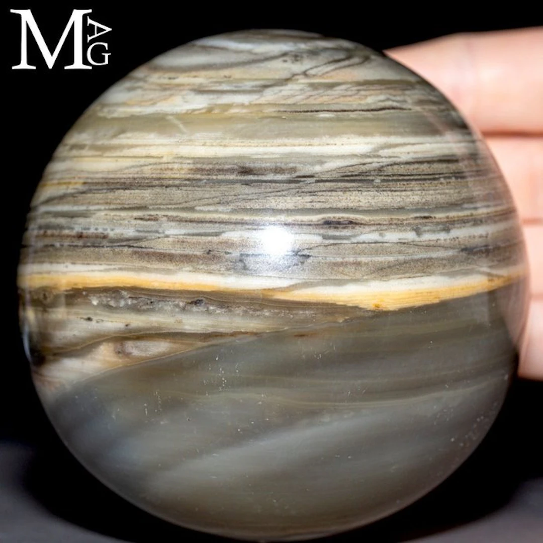 Natural Agate Sphere with Grey