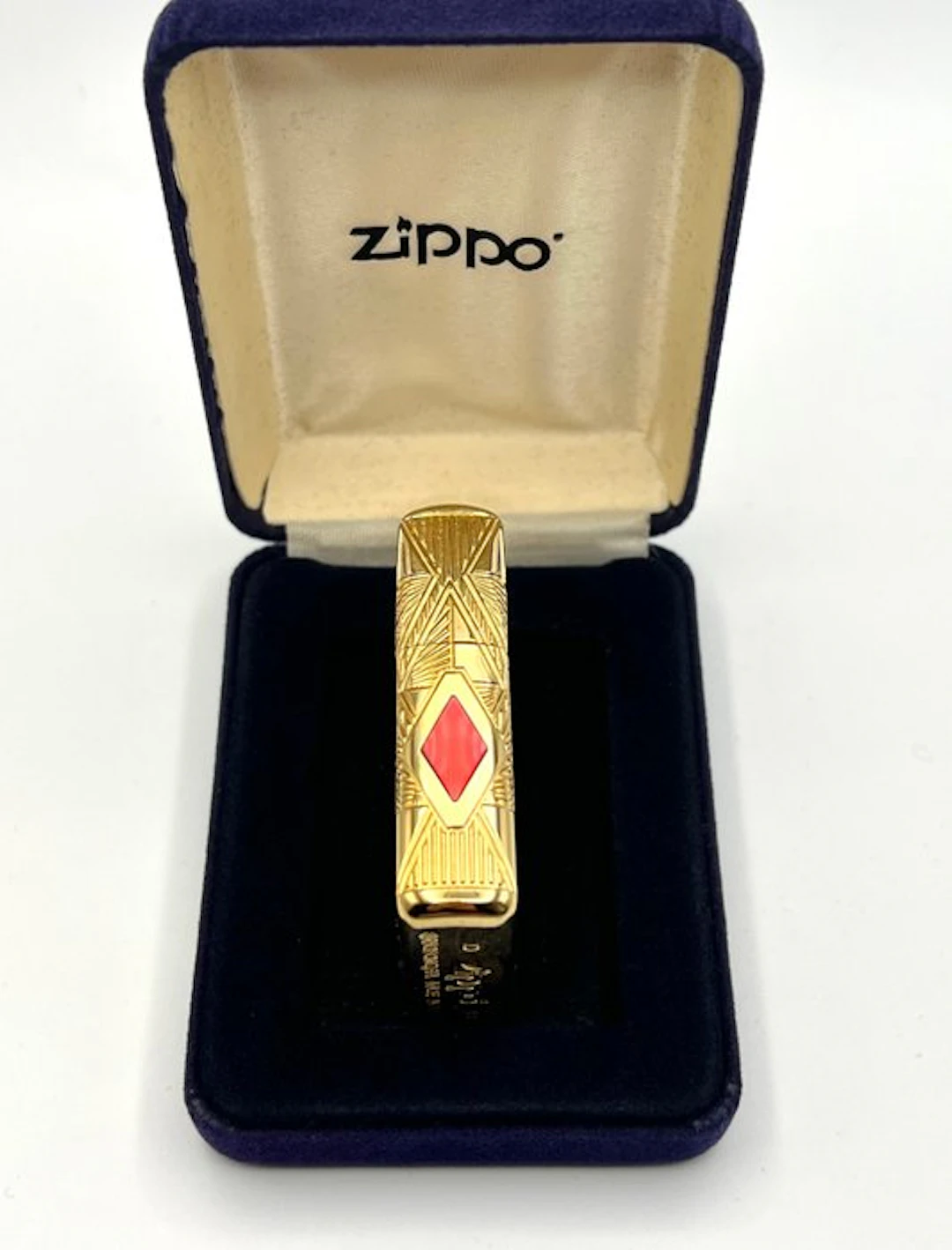 Zippo - Armor 22 K Gold Plated 360° MultiCut Art Deco Red...