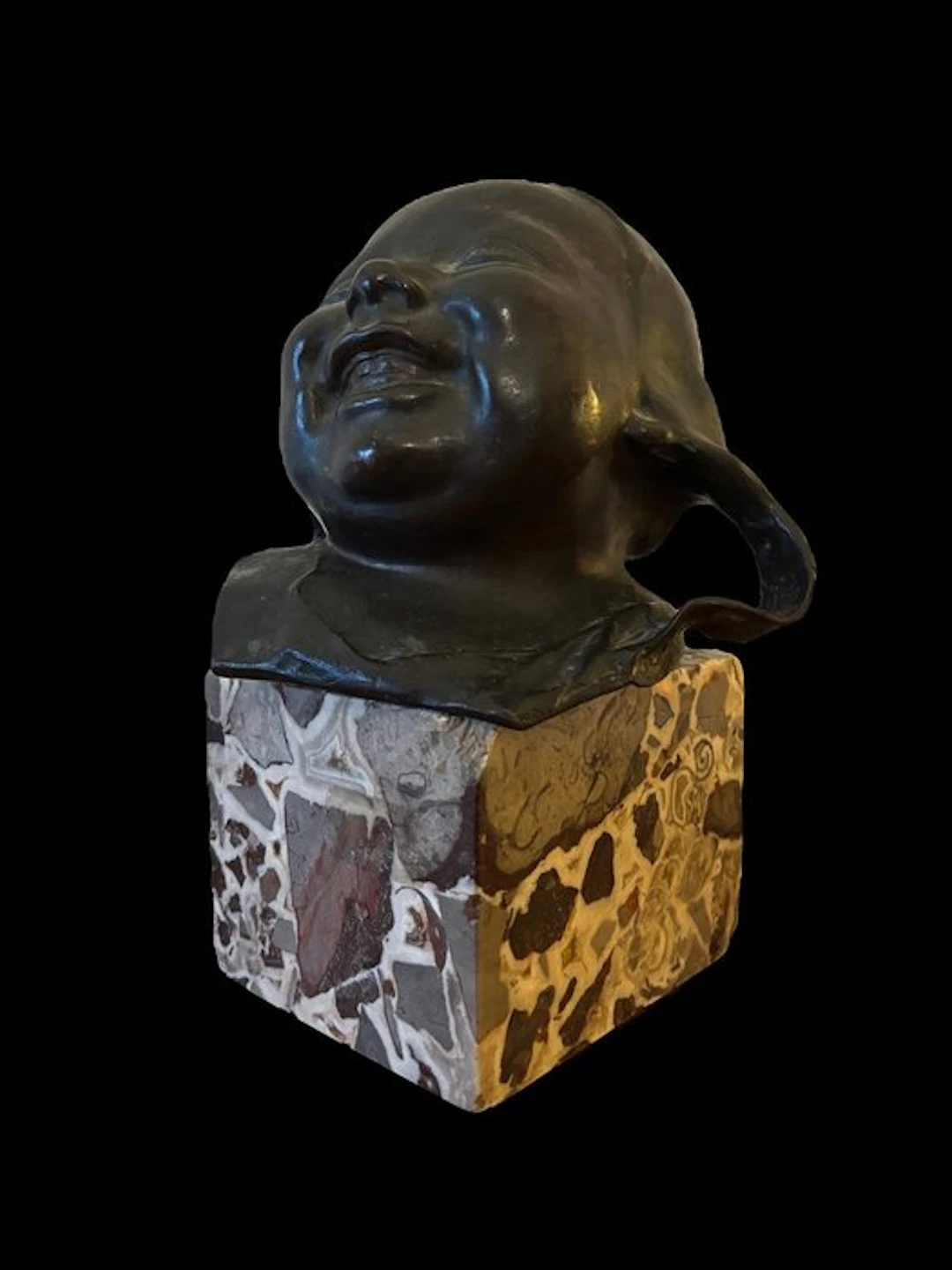 Statue, Bimbo con Cuffia - 35 cm - Bronze, Marble
