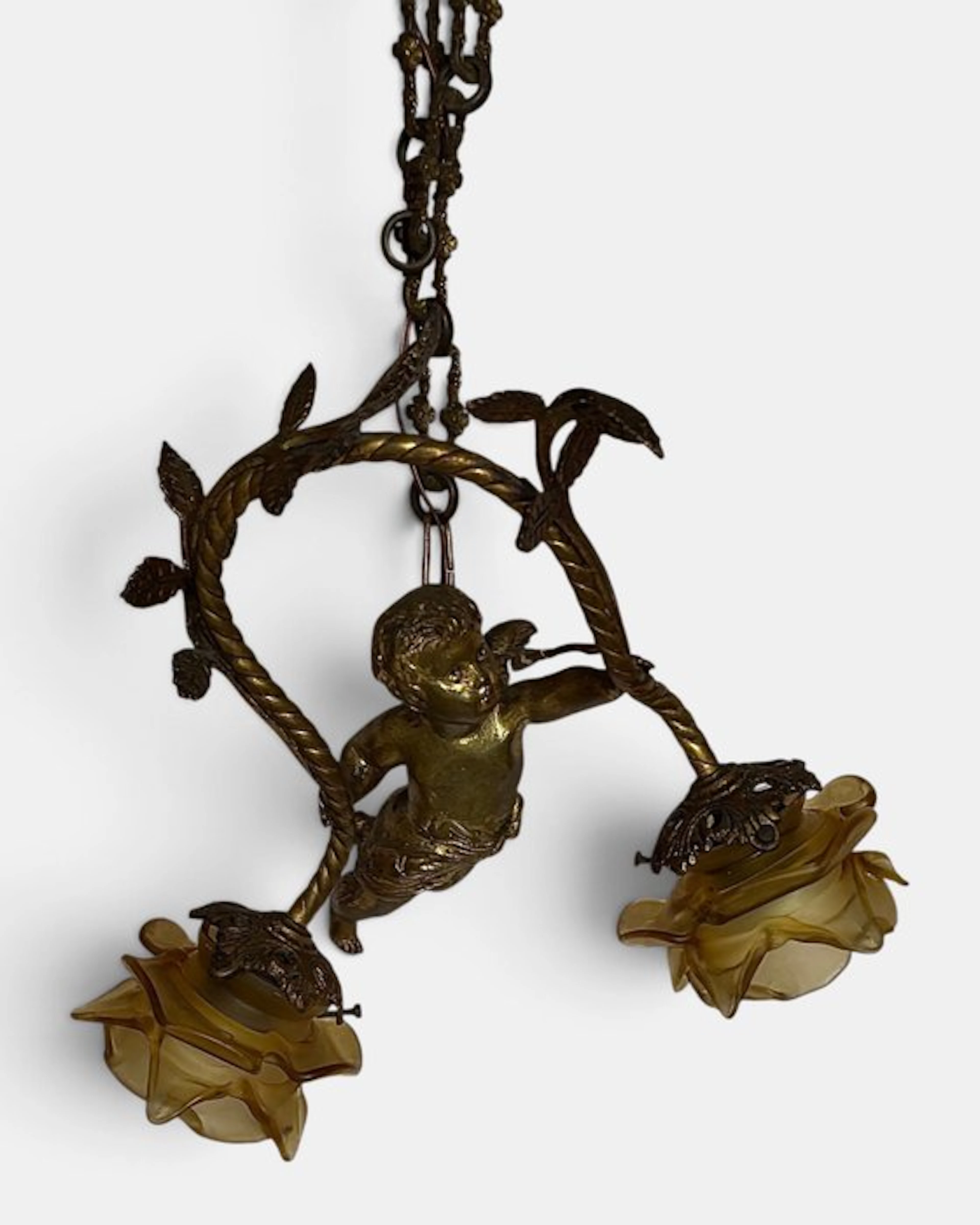 Hanging lamp - Gilt brass