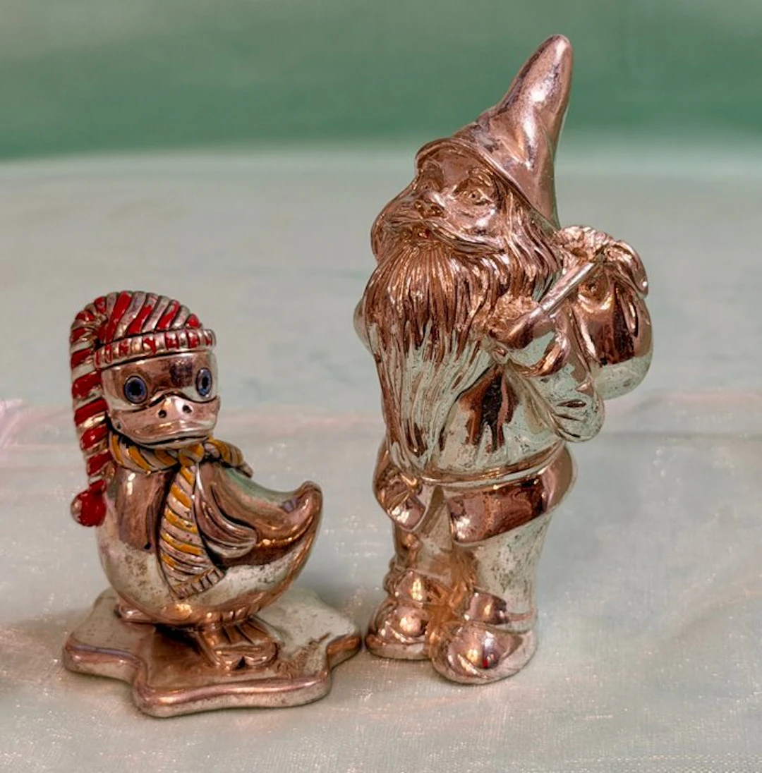 Romar Argenti - Figurine - Large Gnome and Duck Pair (2) - 925 Silver Laminated