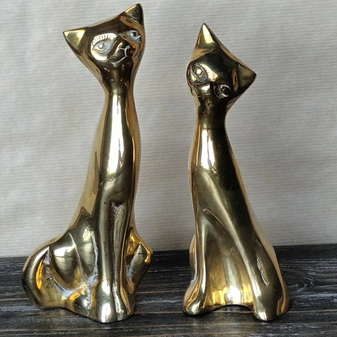 Statue, Schattige poesjes - 17 cm - Brass