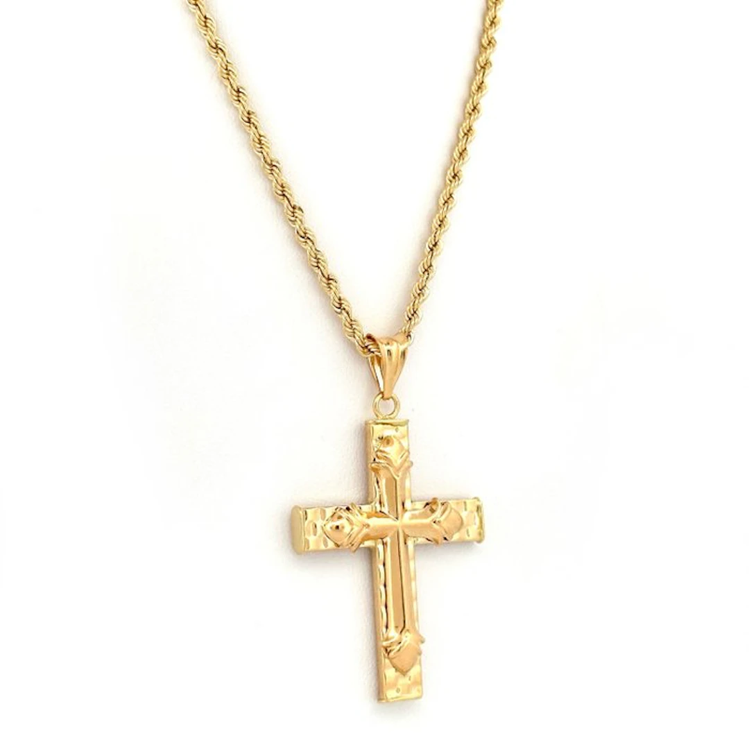 Necklace - 18 kt. Yellow gold - Cross - 50 cm