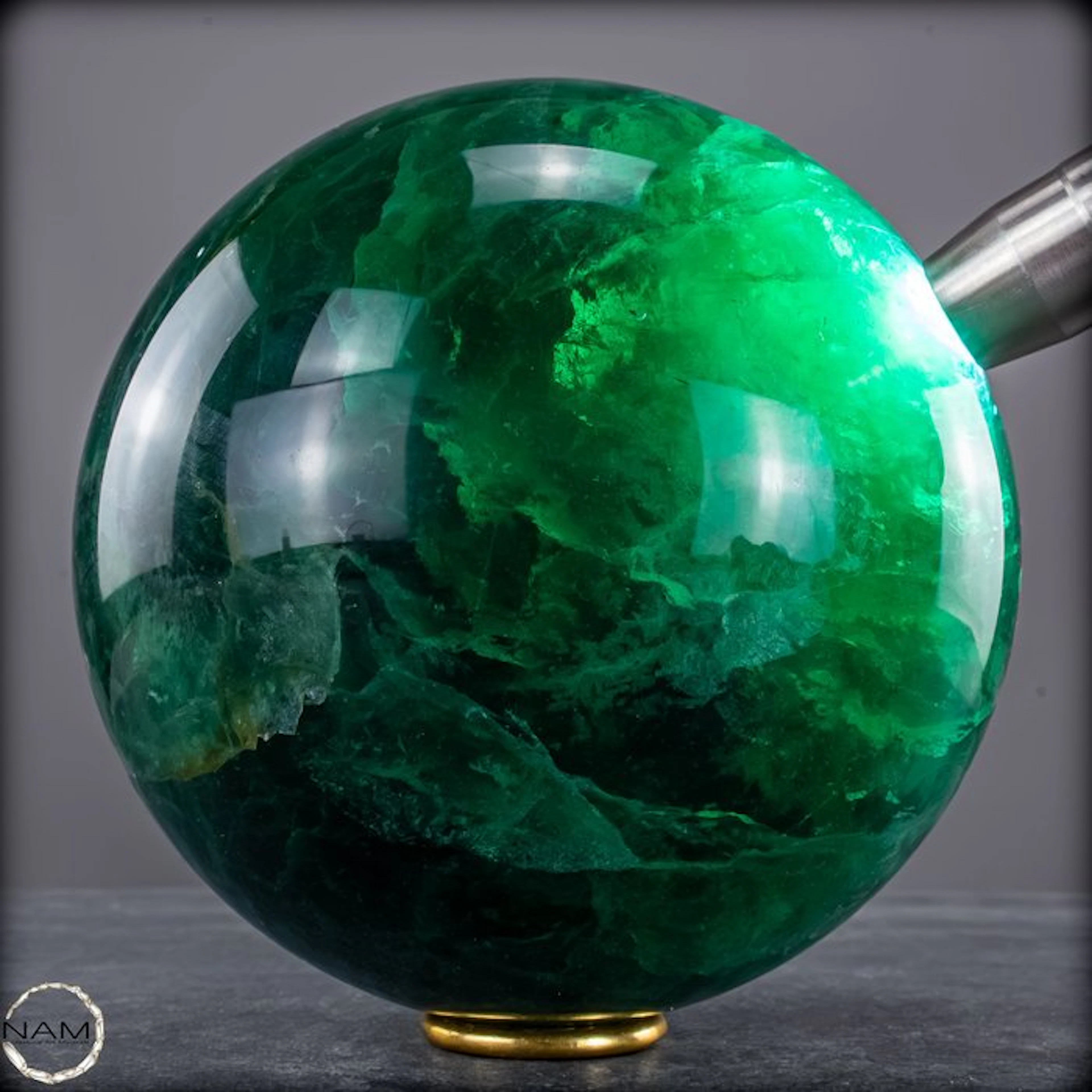 Green fluorite sphere weighing 7 kg