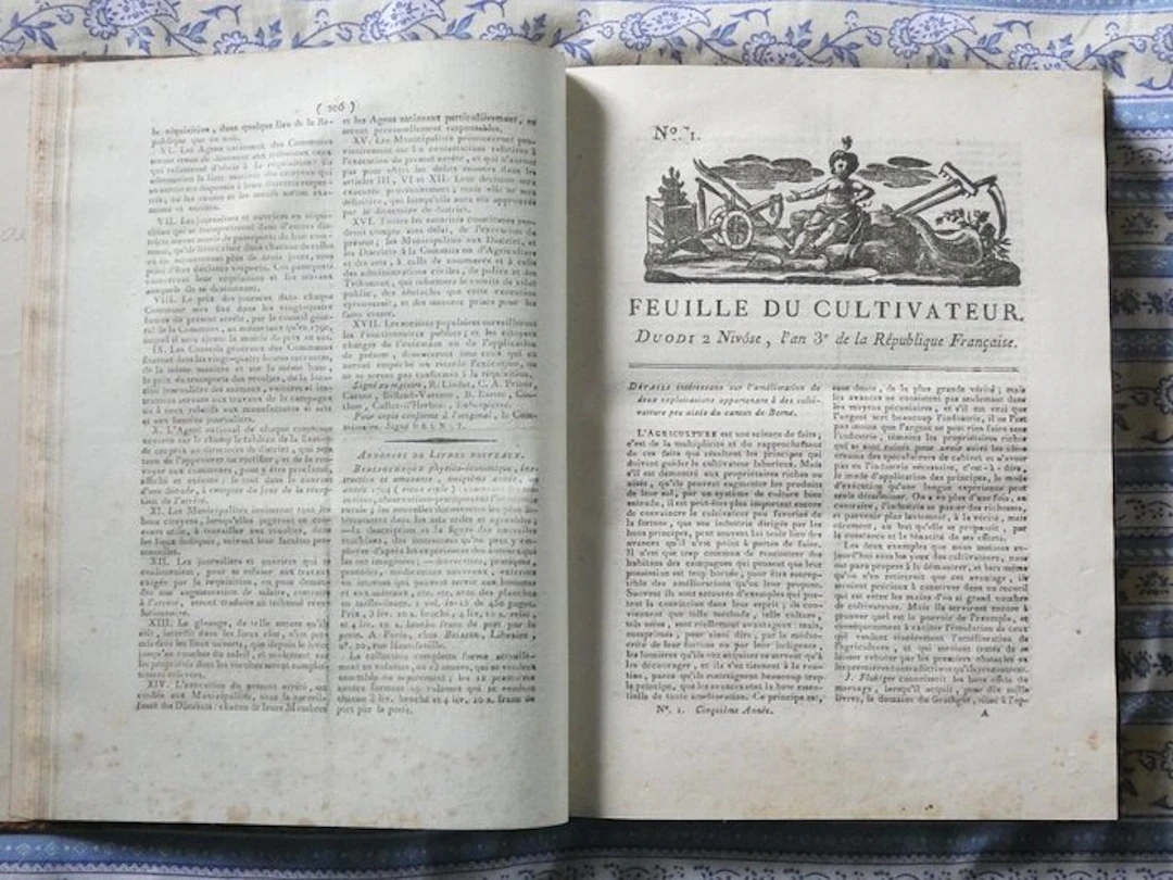 Parmentier Cadet-Devaux - La Feuille du Cultivateur 1794 - 1794