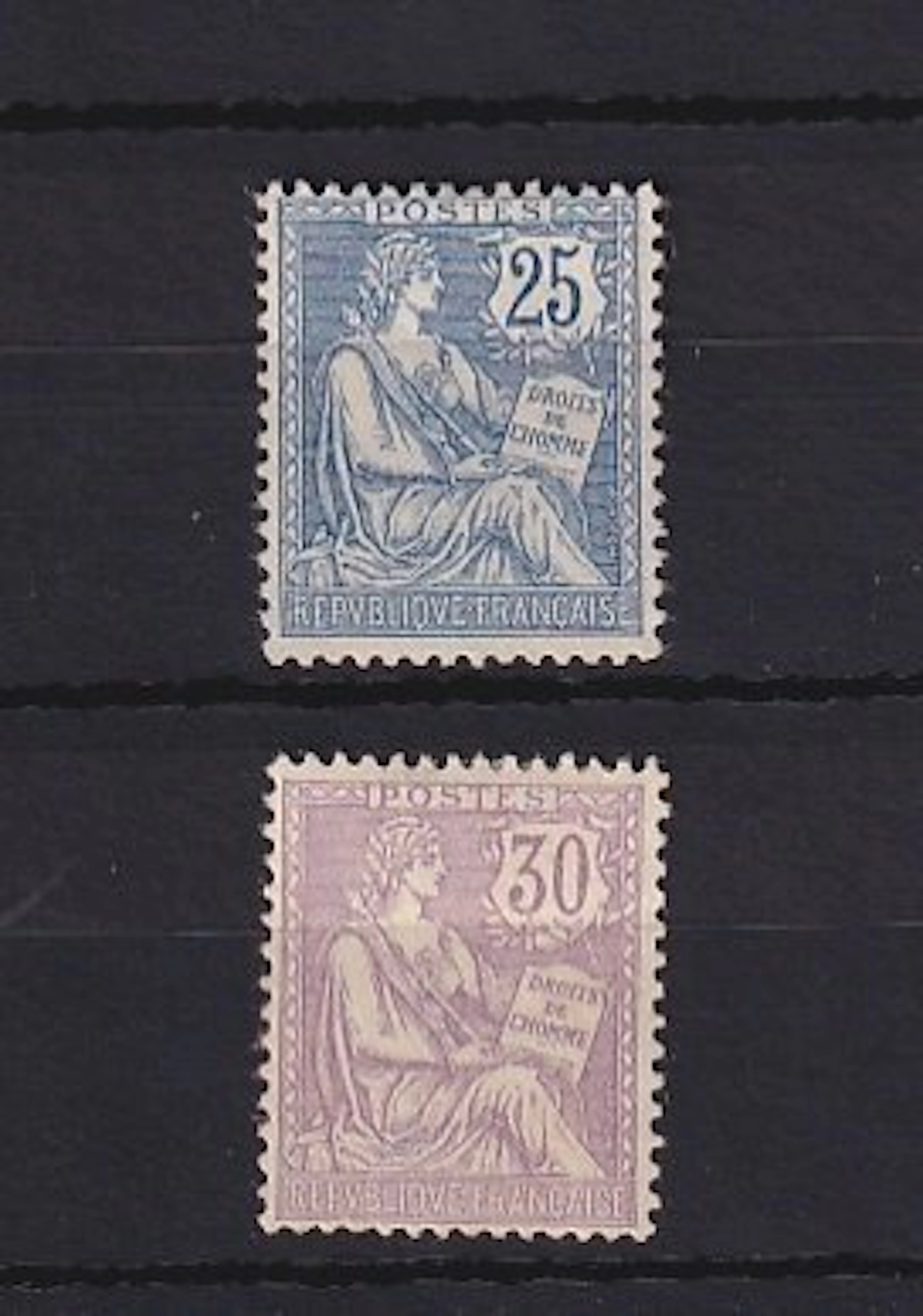 France 1902 - Mouchon, série de timbres - Yvert n°127/128