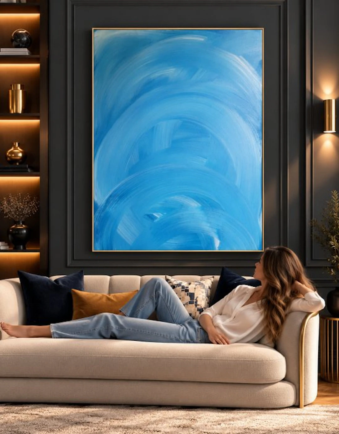 Lyora Art - BLUE WAVE #47 (XL) Acrylic painting - Hand signed - 2026