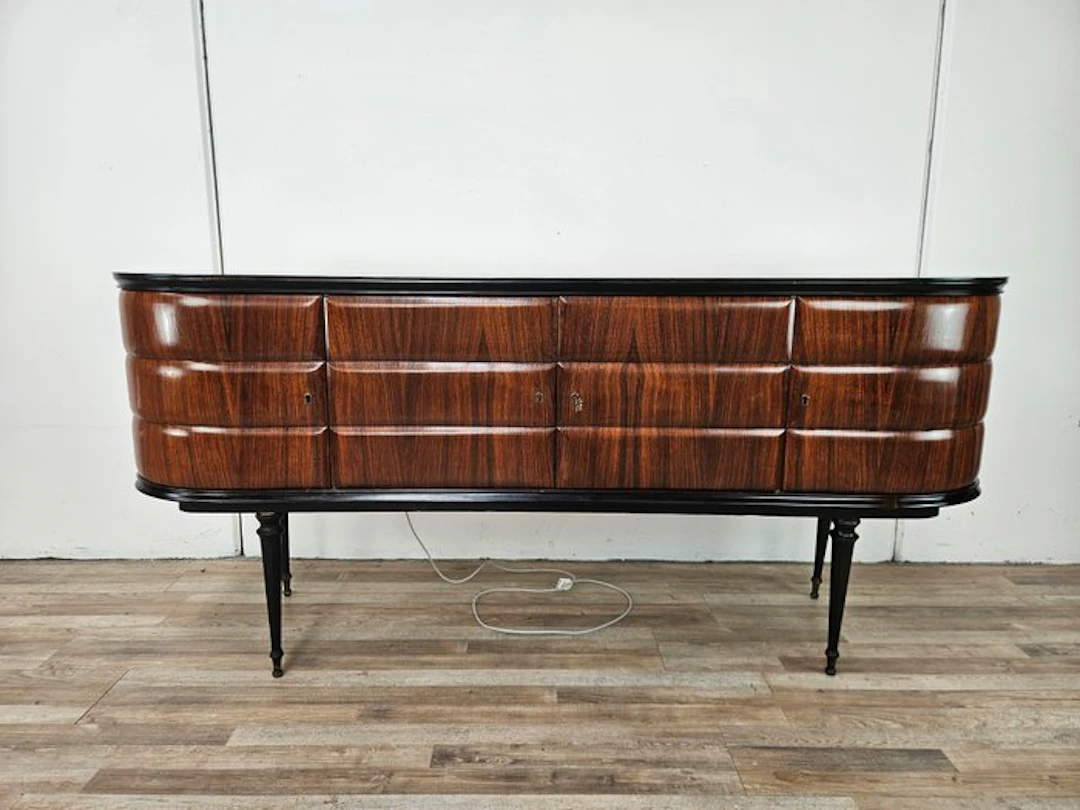Vittorio Dassi, (attr.) - Liquor cabinet - Wood, Glass, Brass