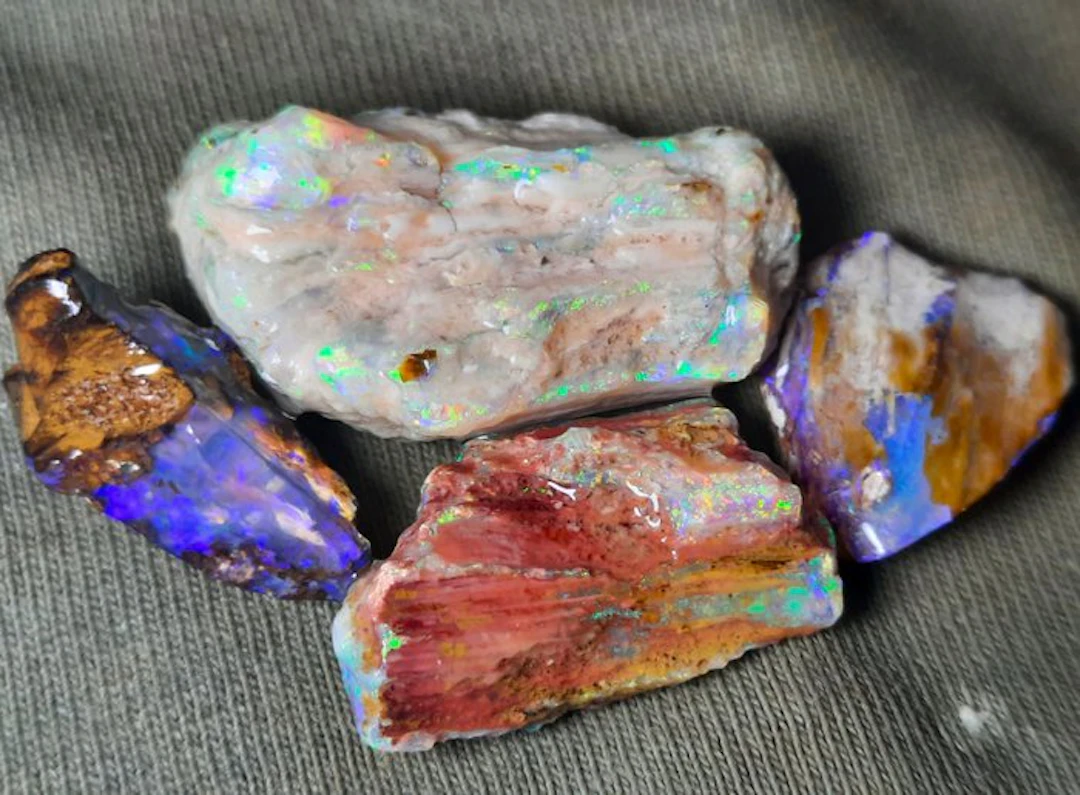 34 ct - "RARE" Lot of Natural Opal Wood Fossil - Rough - Top Colors- 6.8 g