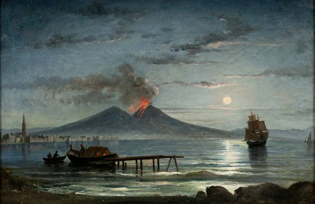 Neapolitan school (early XIX) - Nocturne in the Bay of...