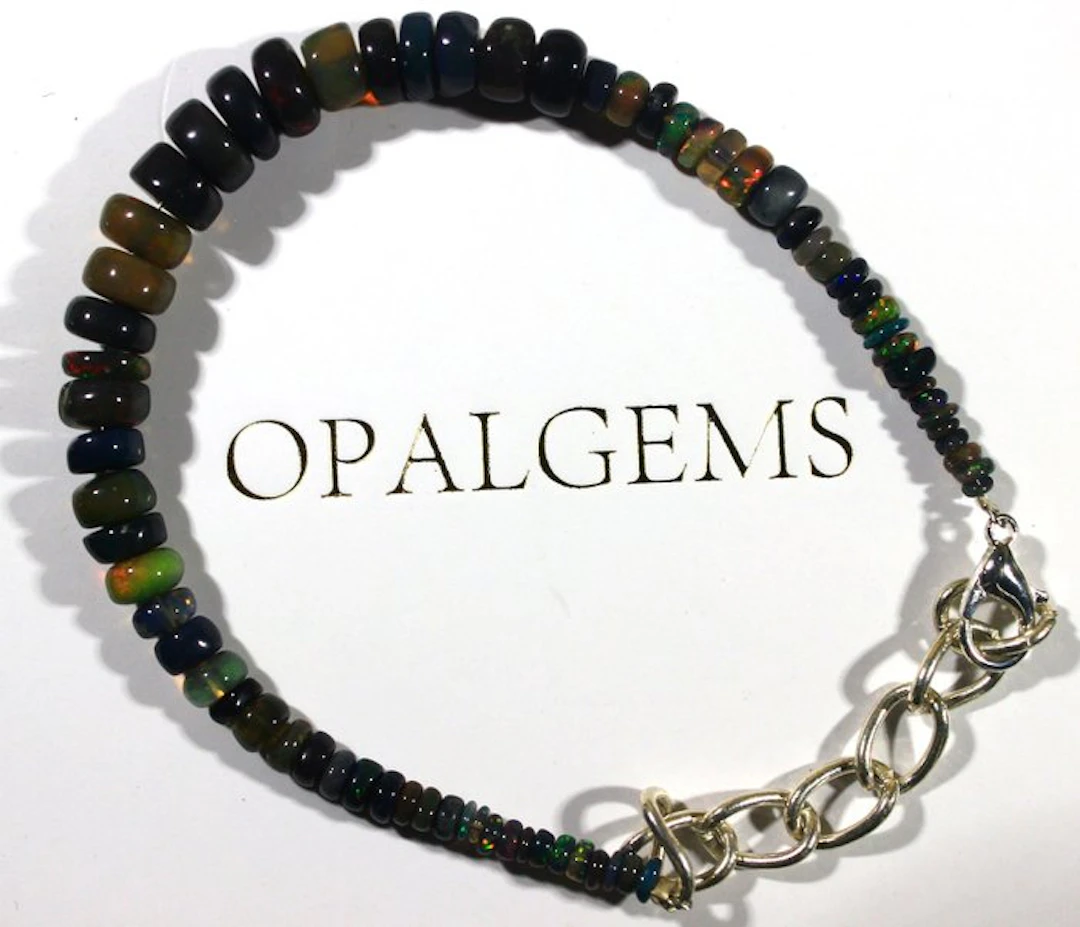 No Reserve - Ct. 36.40 Ethiopian Black Opal - Natural Beads- 7.28 g