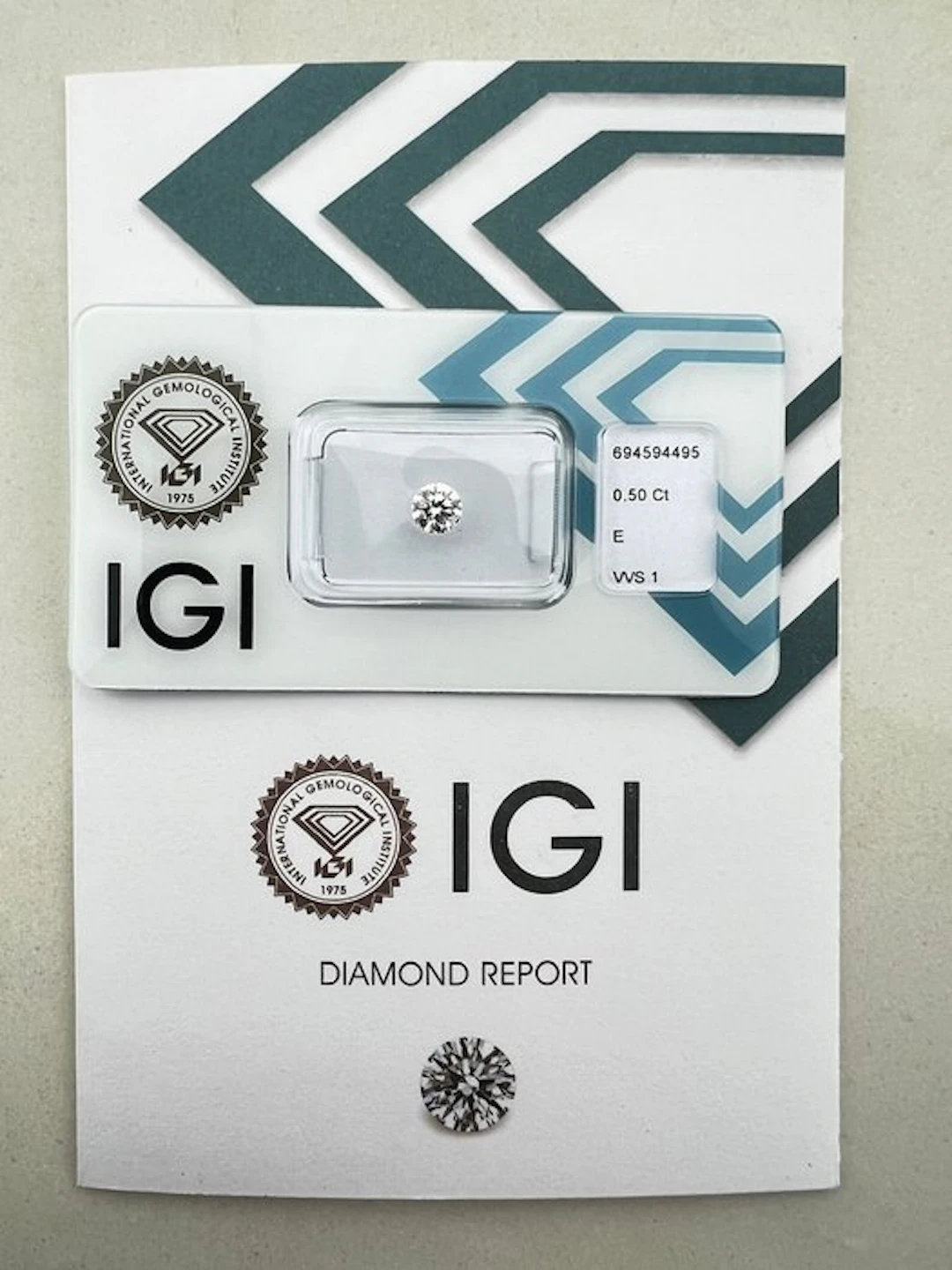 1 pcs Diamond (Natural) - 0.50 ct - Round - E - VVS1...