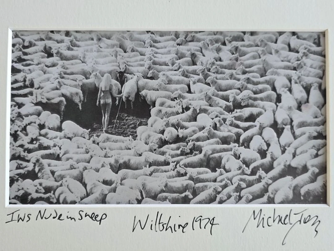Michael Joseph (1941-) - Nude in sheep, small darkroom print by the