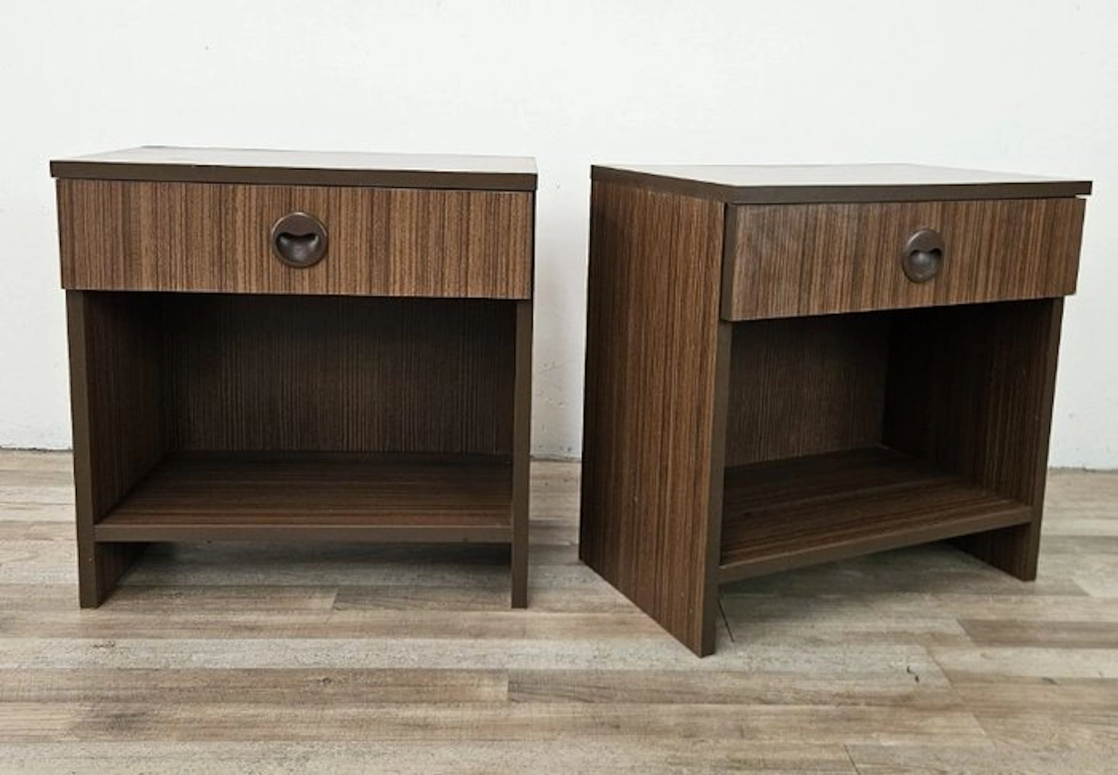 Nightstand - Pair of 1960s nightstands. - Plywood, Wood