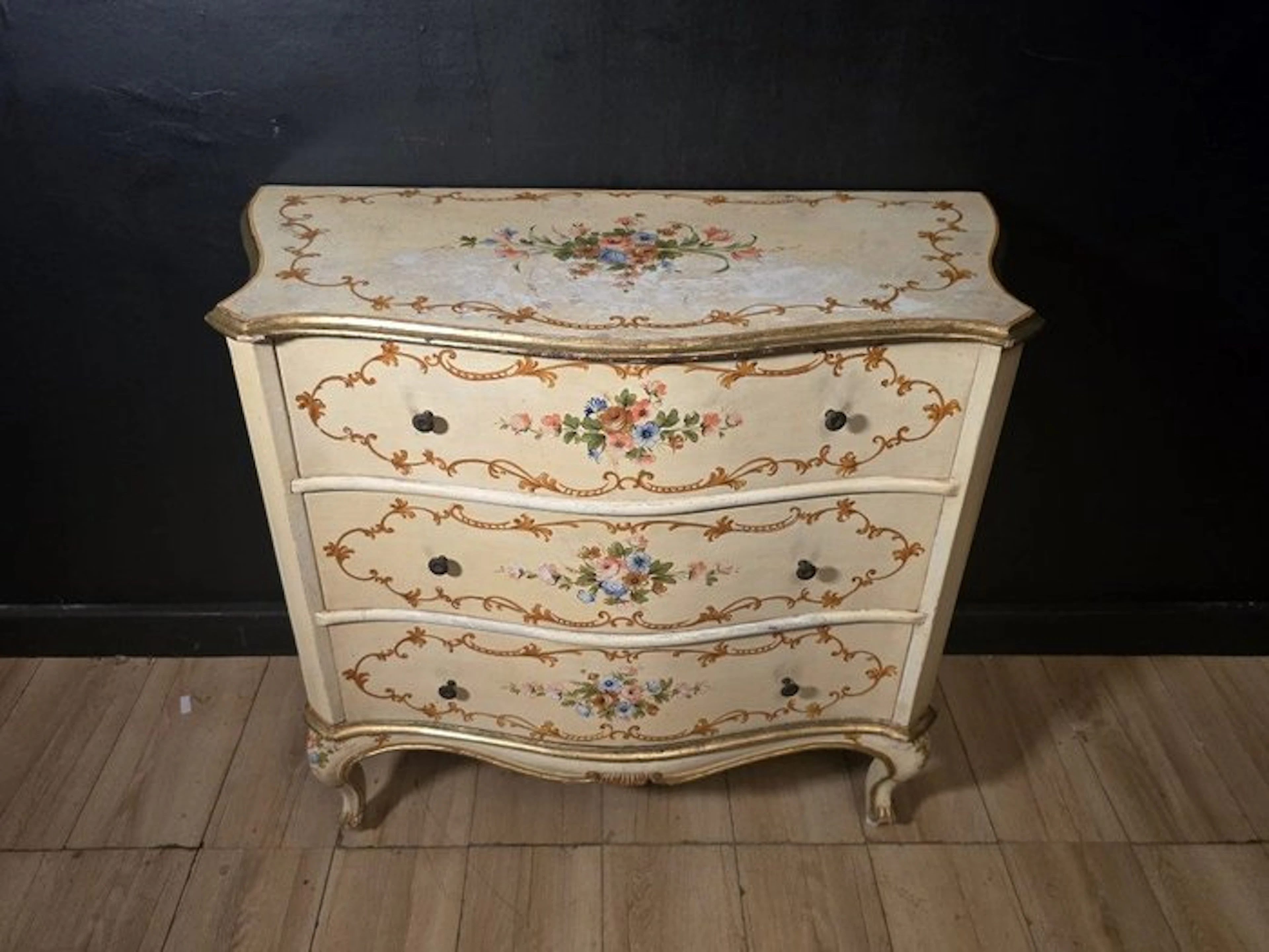 Chest of drawers - Polychrome wood - Venetian chest of...