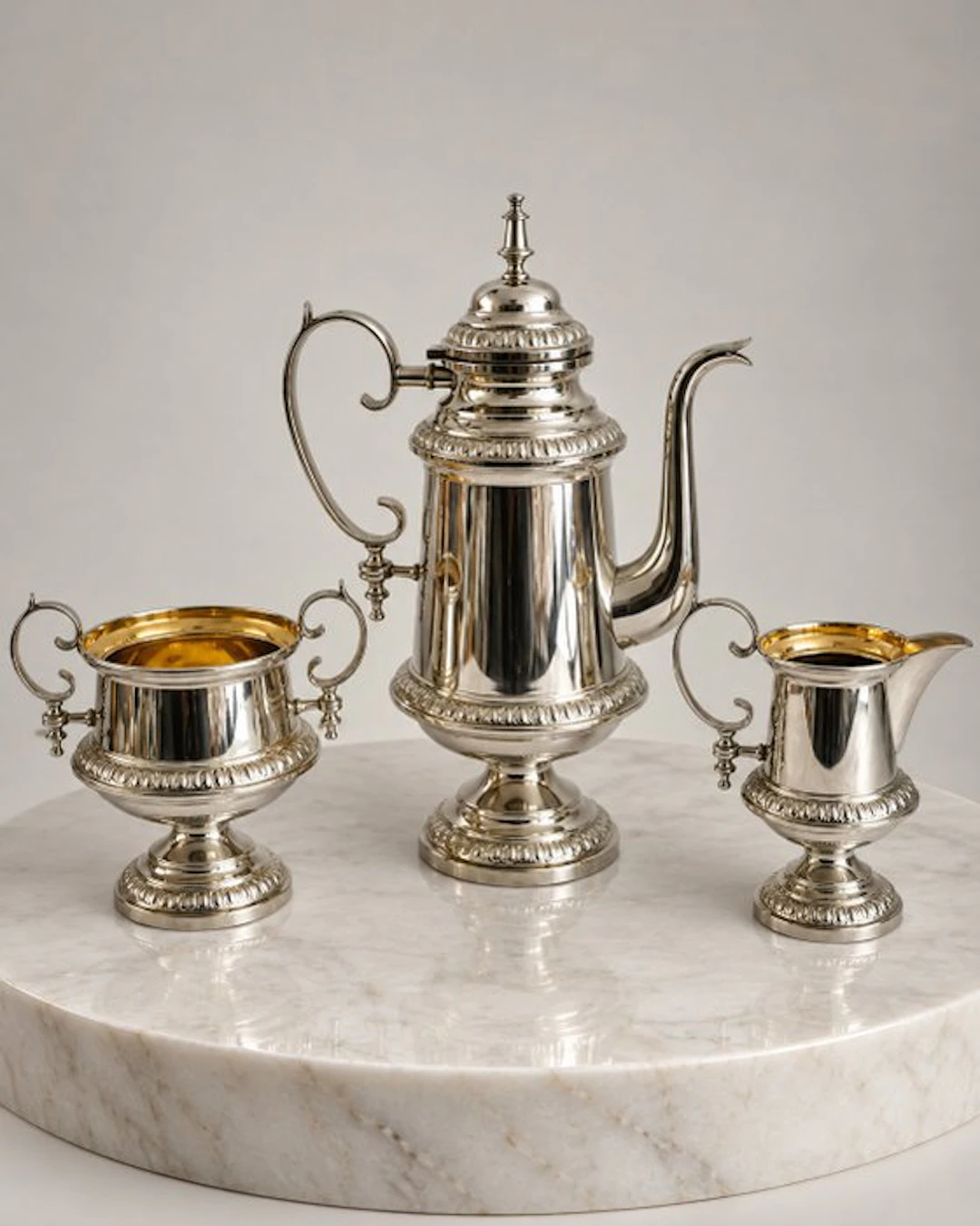 Coffee and tea service (3) - Silverplated - Neoclassical Revival