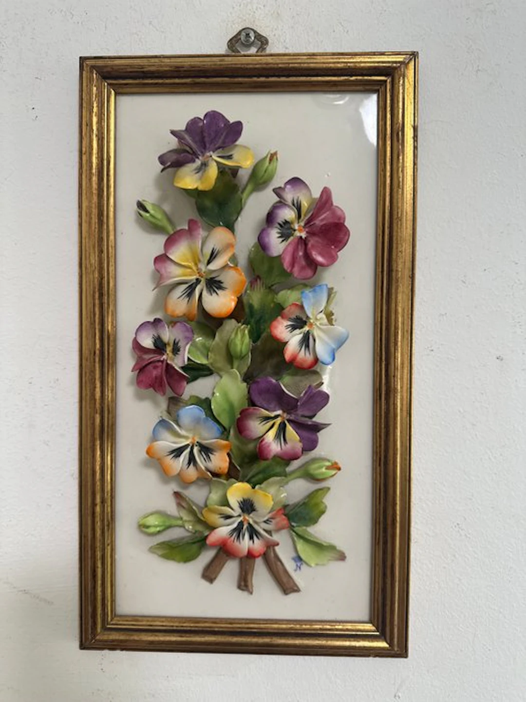 Capodimonte - Relief, fiori - 38 cm - Majolica
