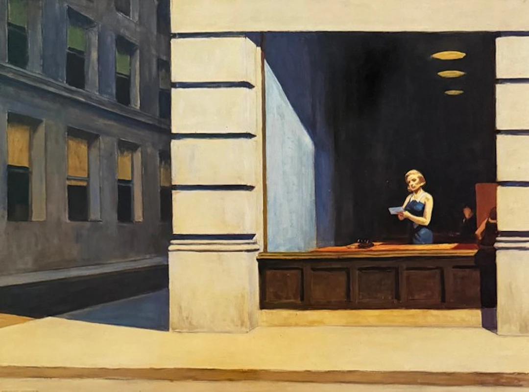 Edward Hopper - “New York Office, 1962”. Gesigneerd in de plaat.