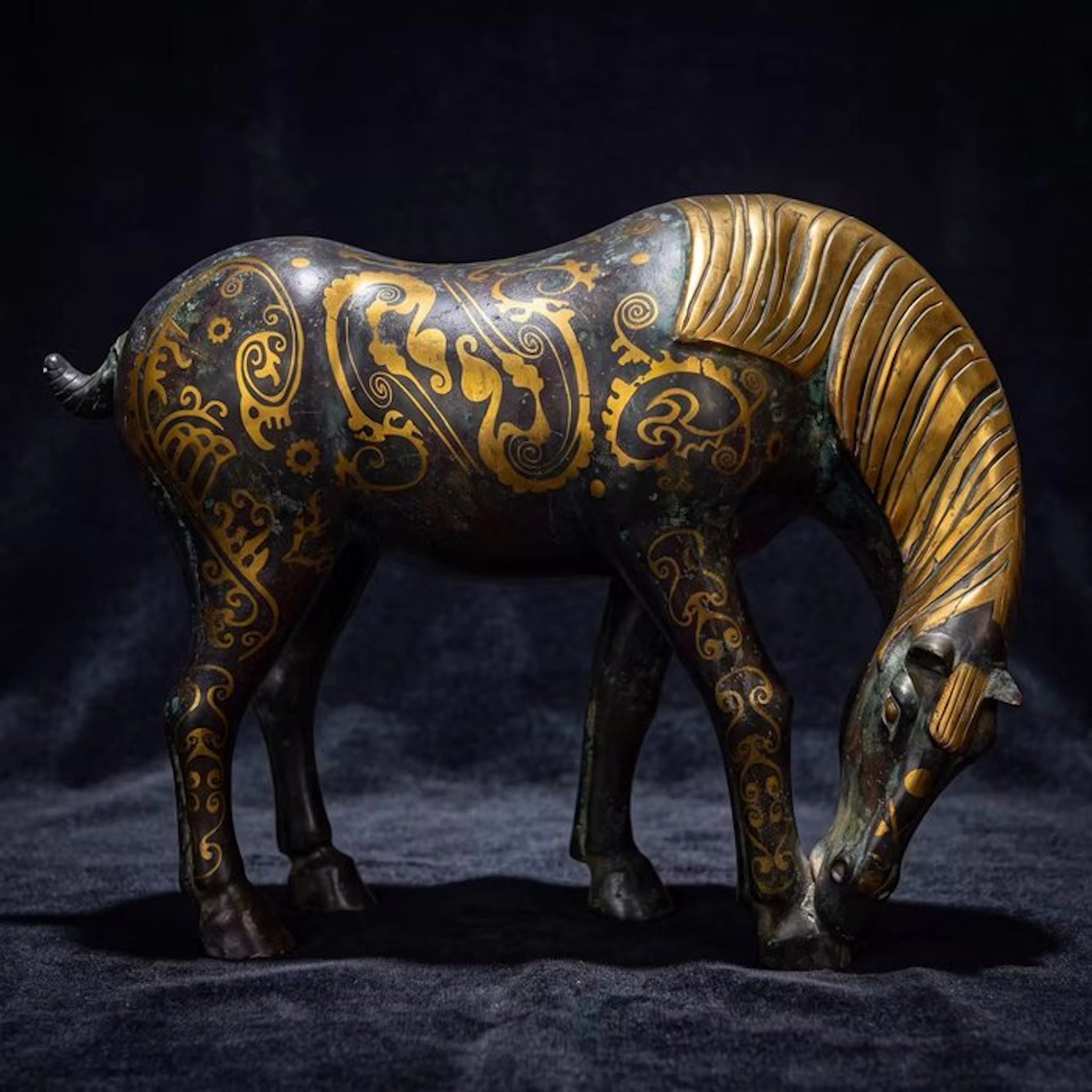Statue, Exclusief Han-Dynastie Stijl Paard 36.5 cm - 28.5 cm - Bronze