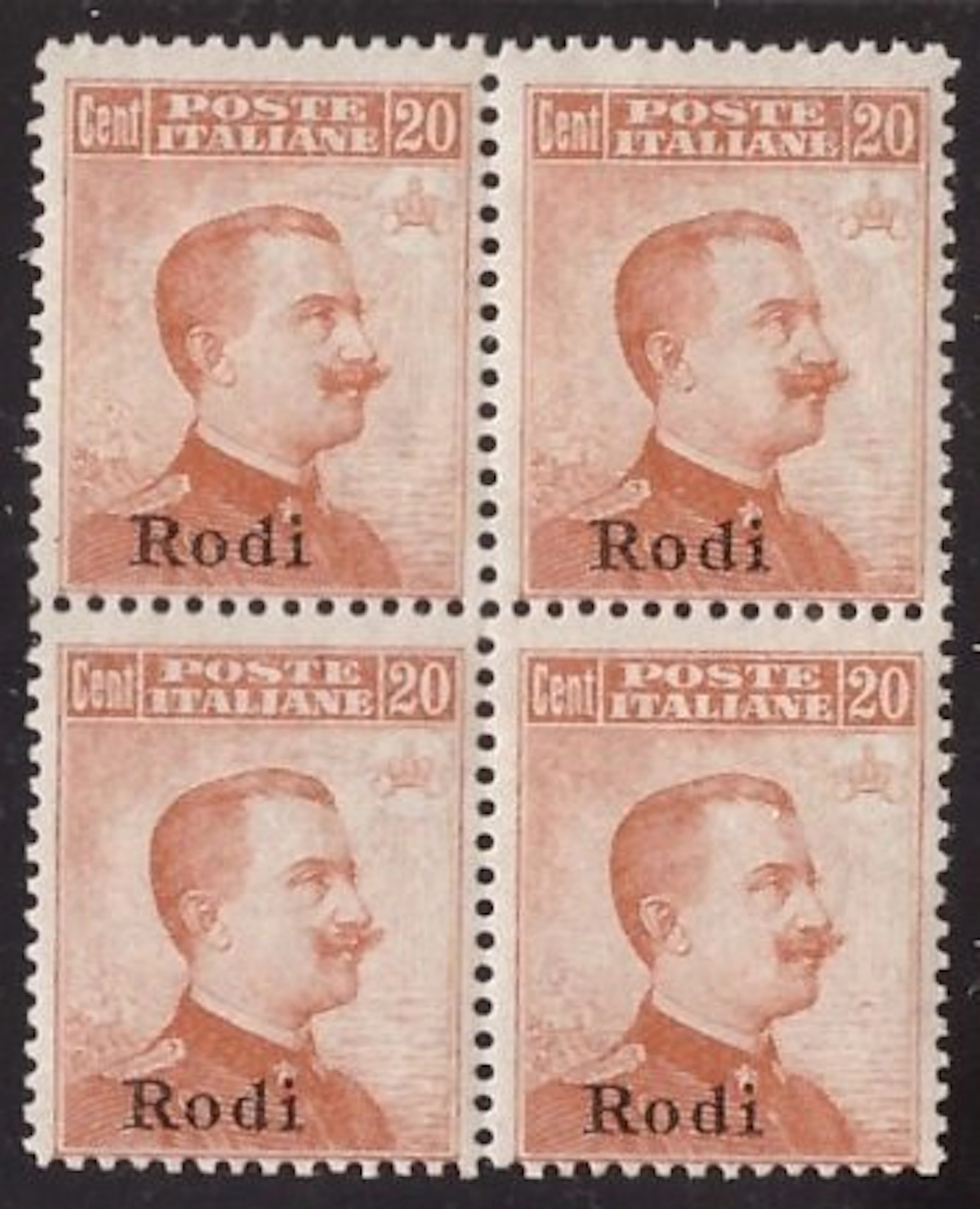 Italian Aegean Islands - Rodi 1917 - 20 orange centesimi...