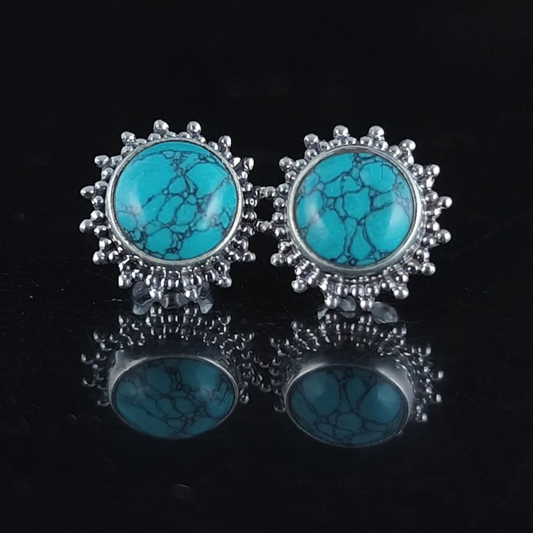 Turquoise - Silver - Earrings - Calm, peace