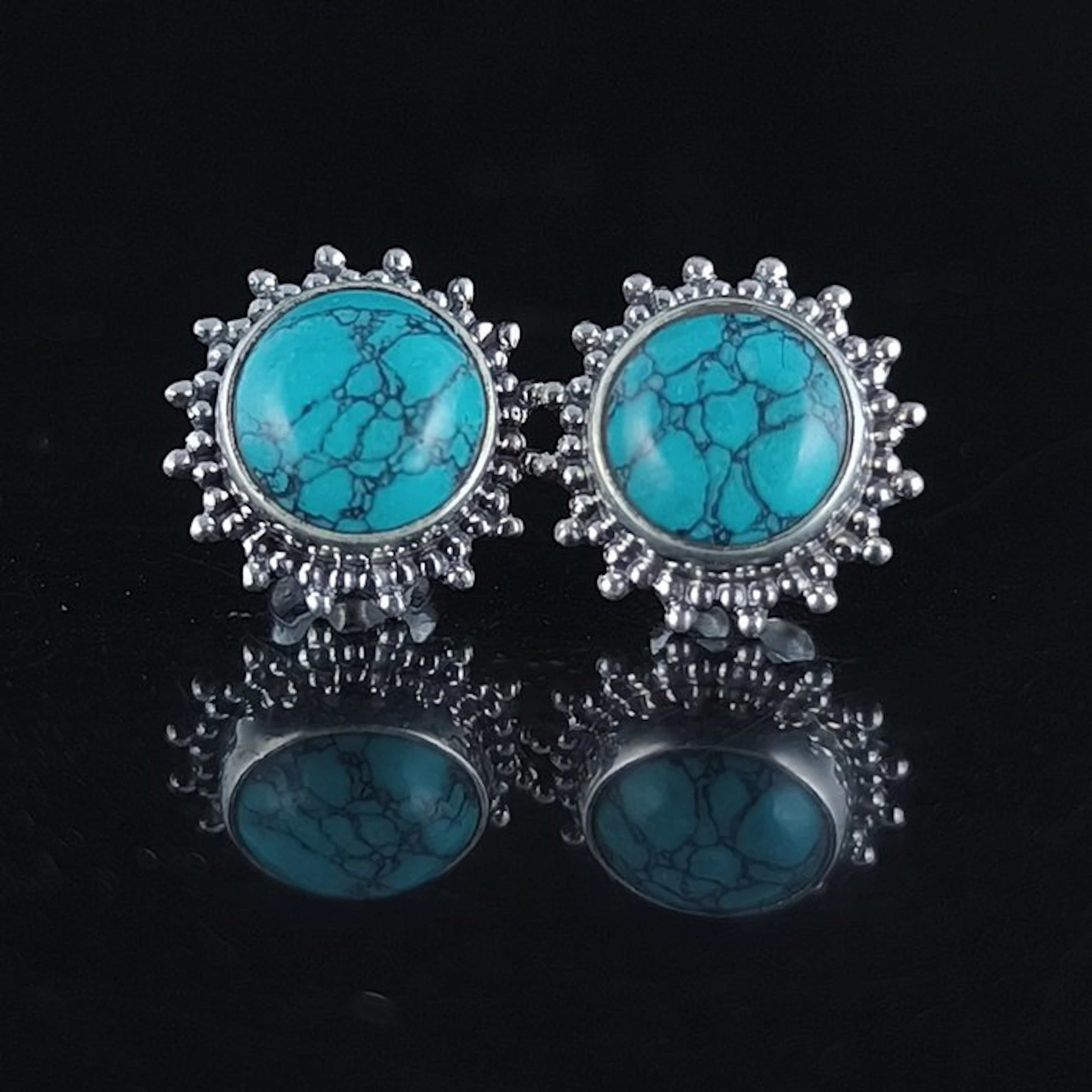 Turquoise - Silver - Earrings - Calm, peace