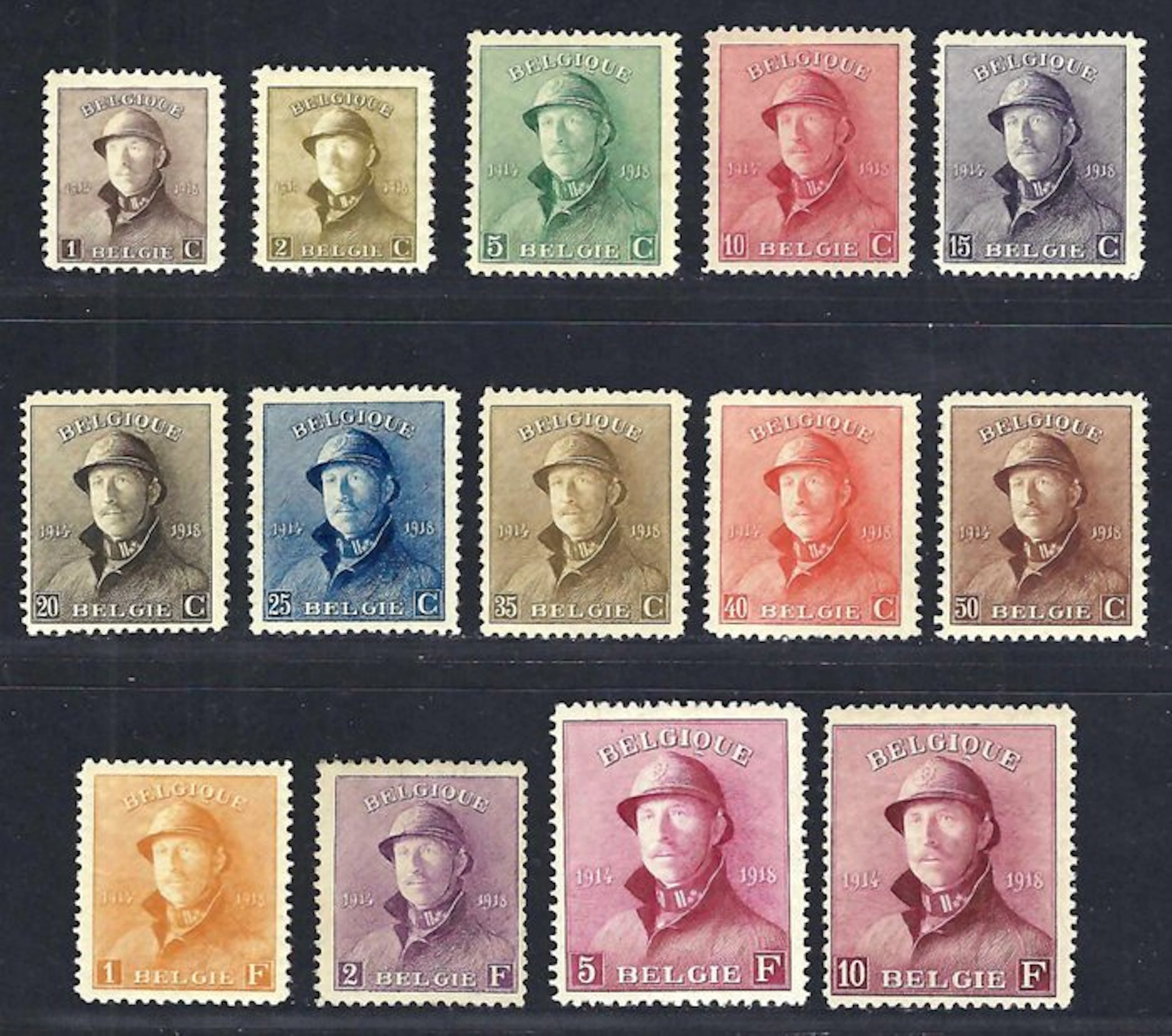 Belgium 1919 - Albert I "With Helmet" - OBP/COB 165/78