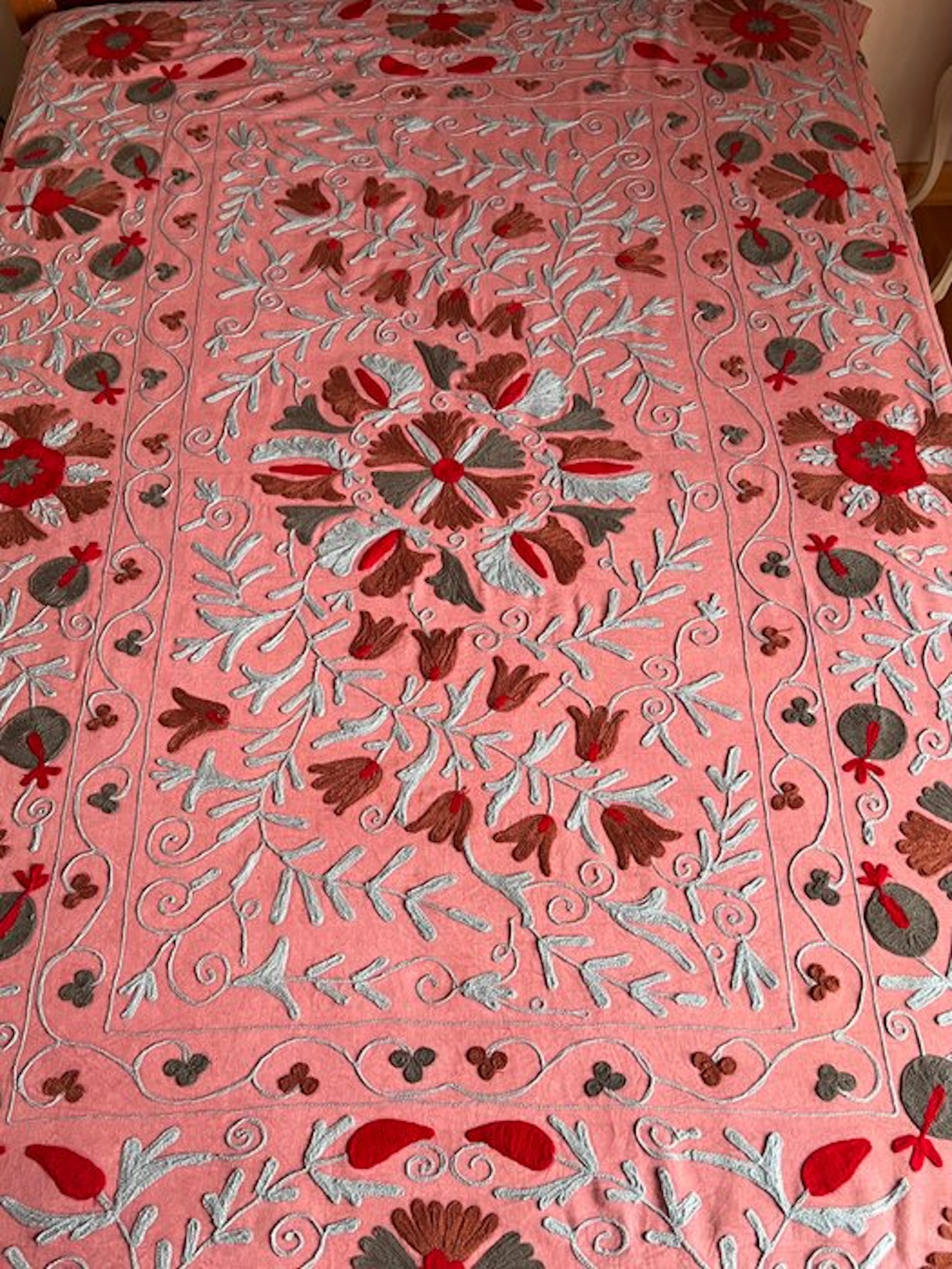 ** Central Asia plaid quilt wall hanging with hand...