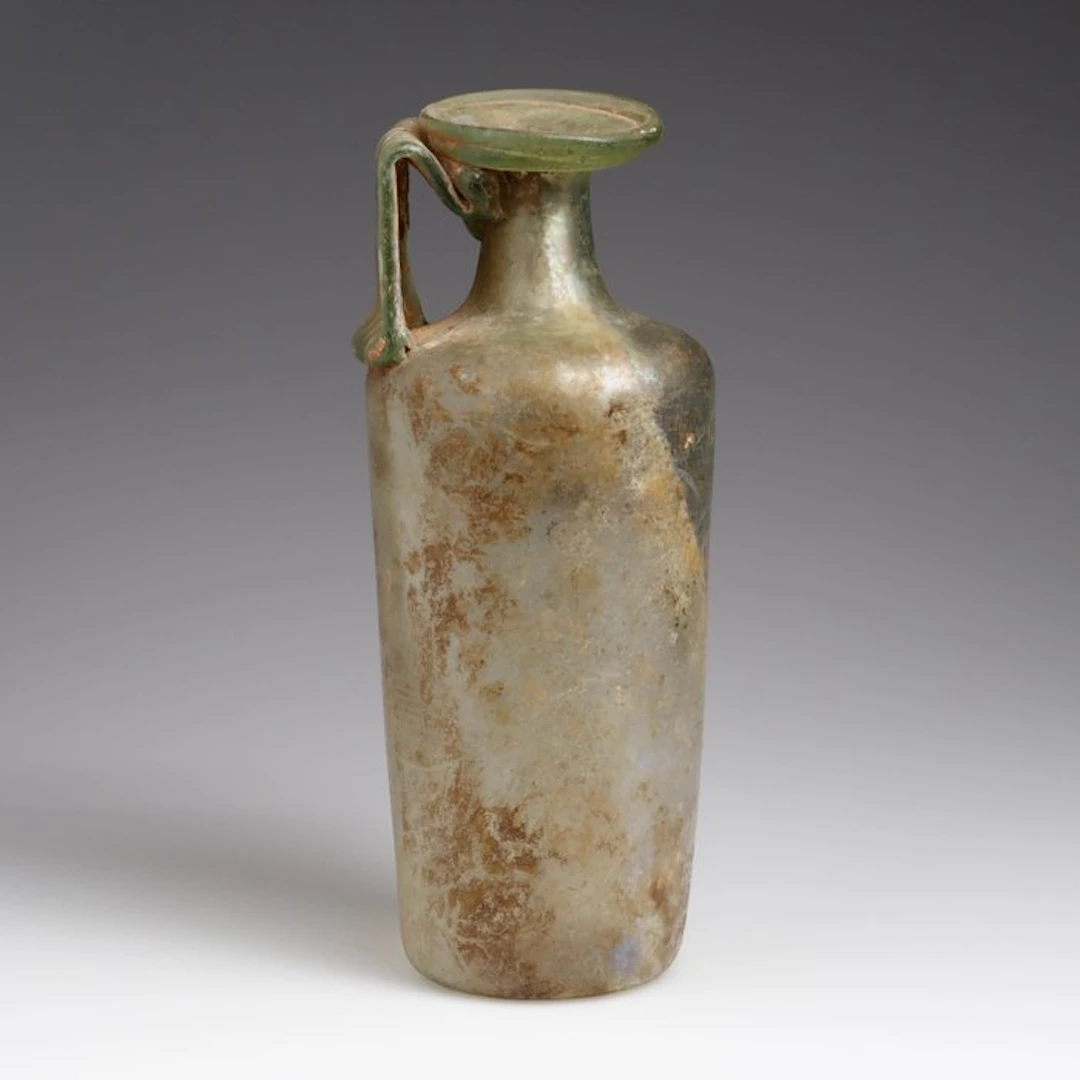 Ancient Roman, Empire Glass Large cylindrical anise-flavored bottle - 190 mm