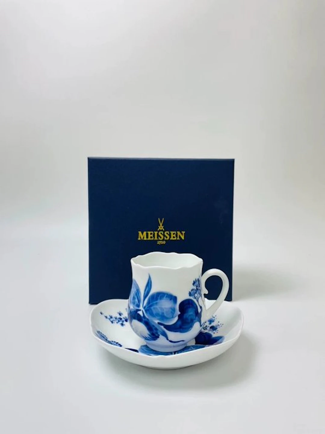 Meissen - Meissen Ink-Wash Orchid Coffee Cup and Saucer...