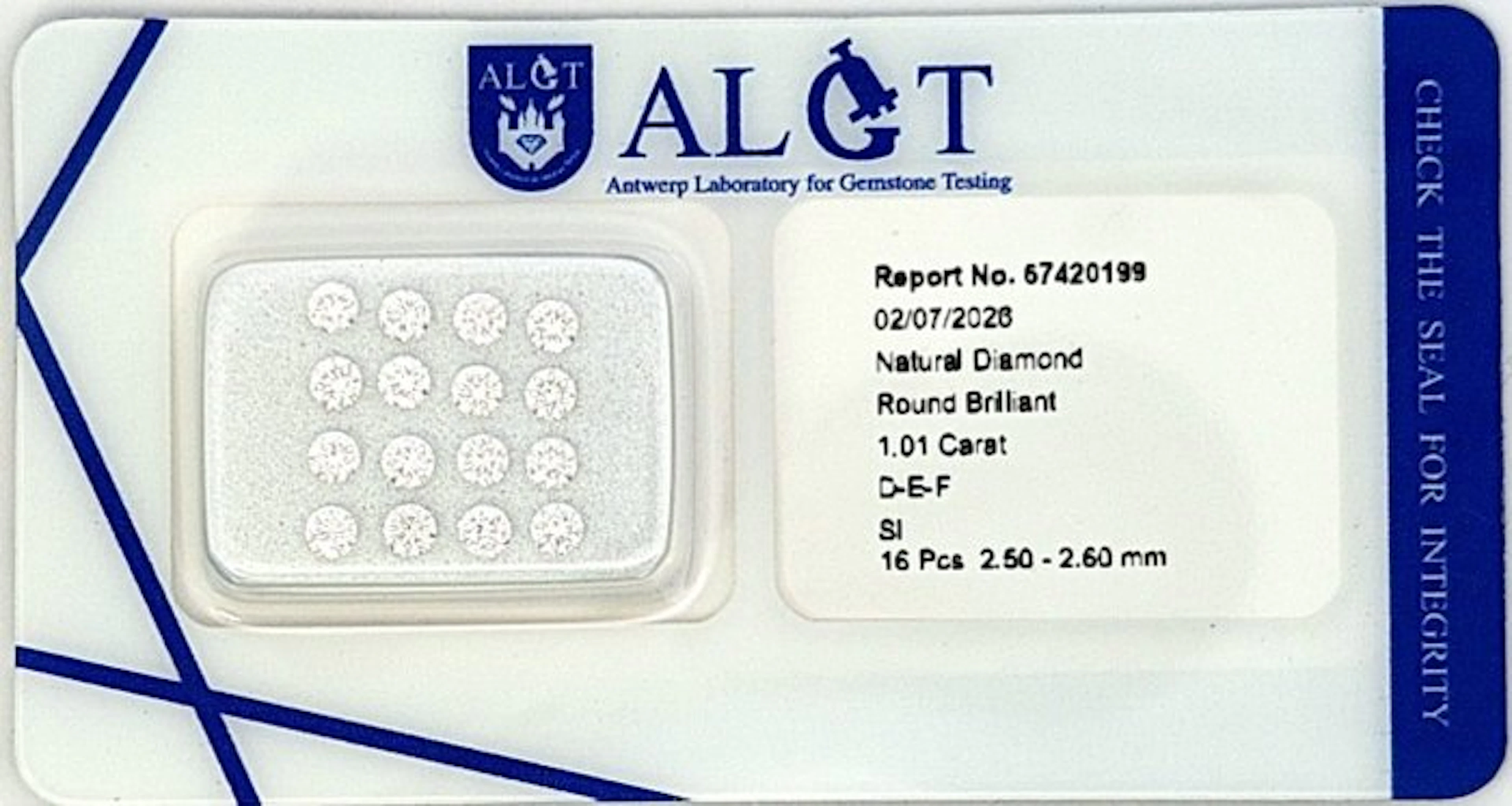 16 pcs Diamond (Natural) - 1.01 ct - Round - F