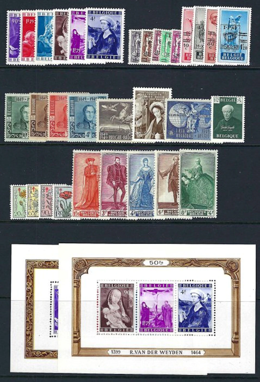 Belgium 1949 - the complete year issue with the blocks...