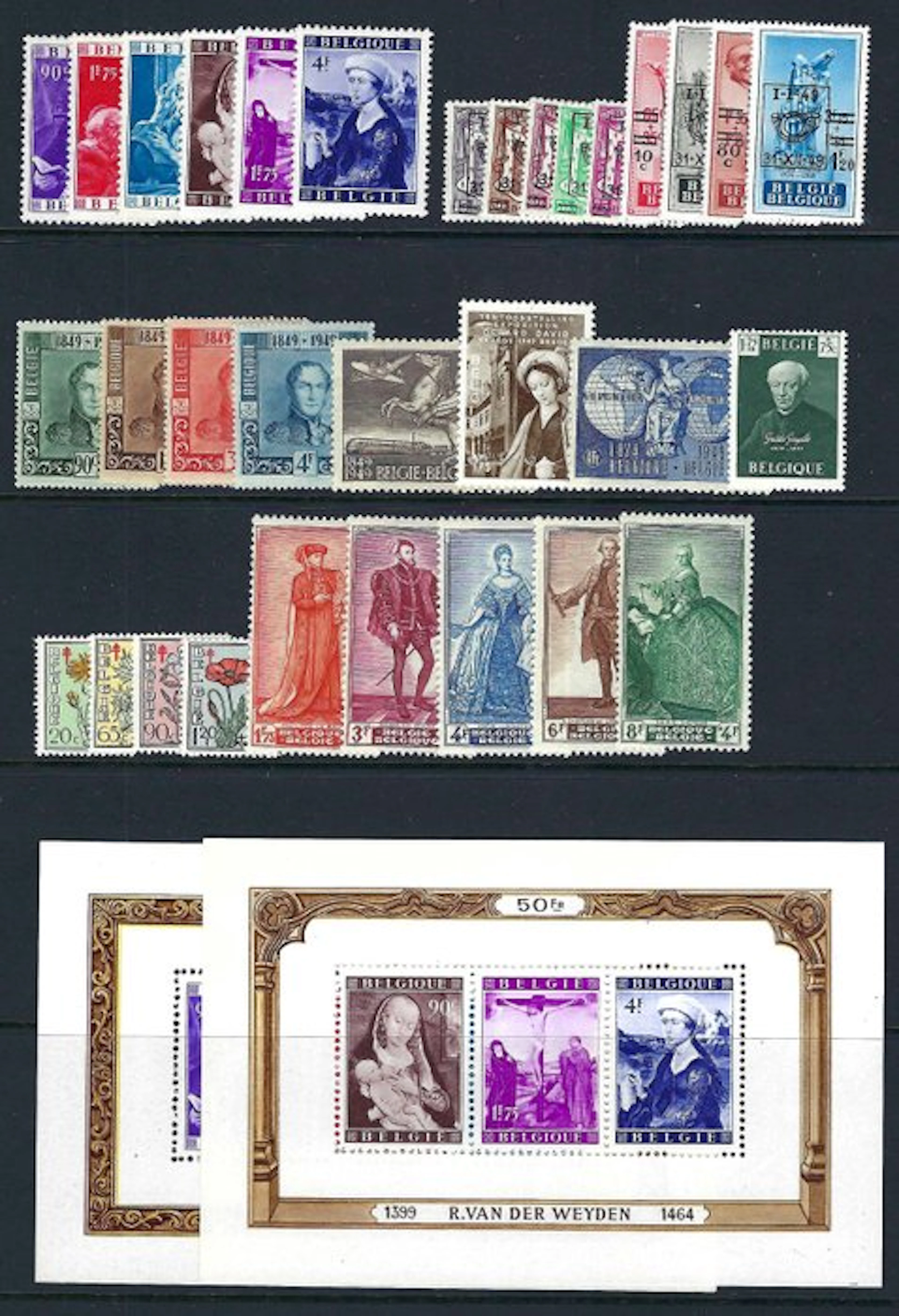 Belgium 1949 - the complete year issue with the blocks...