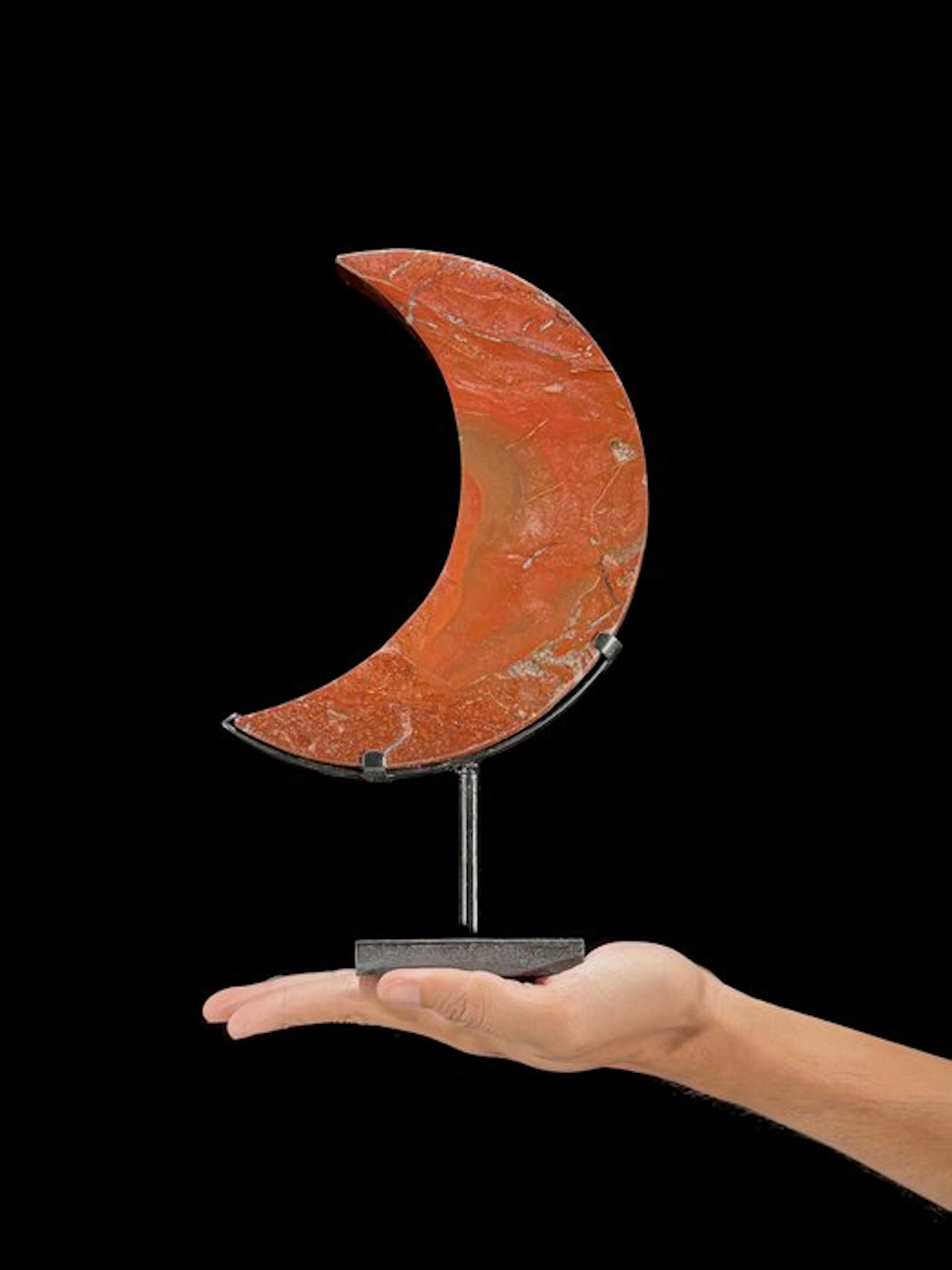 NO RESERVE PRICE - Stunning Red Jasper Crescent Moon...