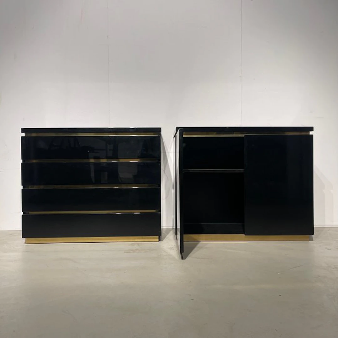 Jean Claude Mahey - Sideboard (2) - Wood, Brass