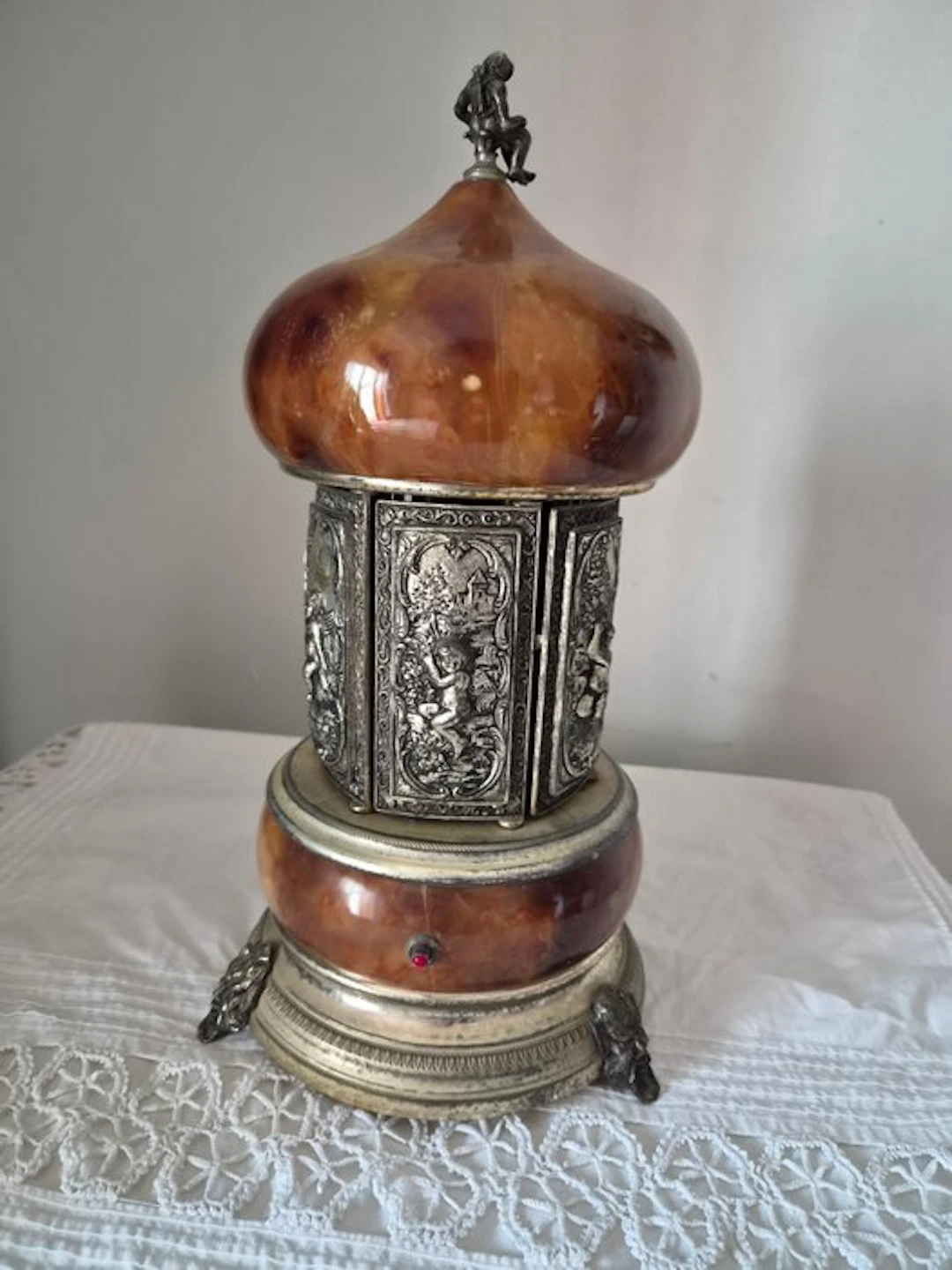 Reuge - Musical cigarette dispenser - Unknown - Agate, Silverplated