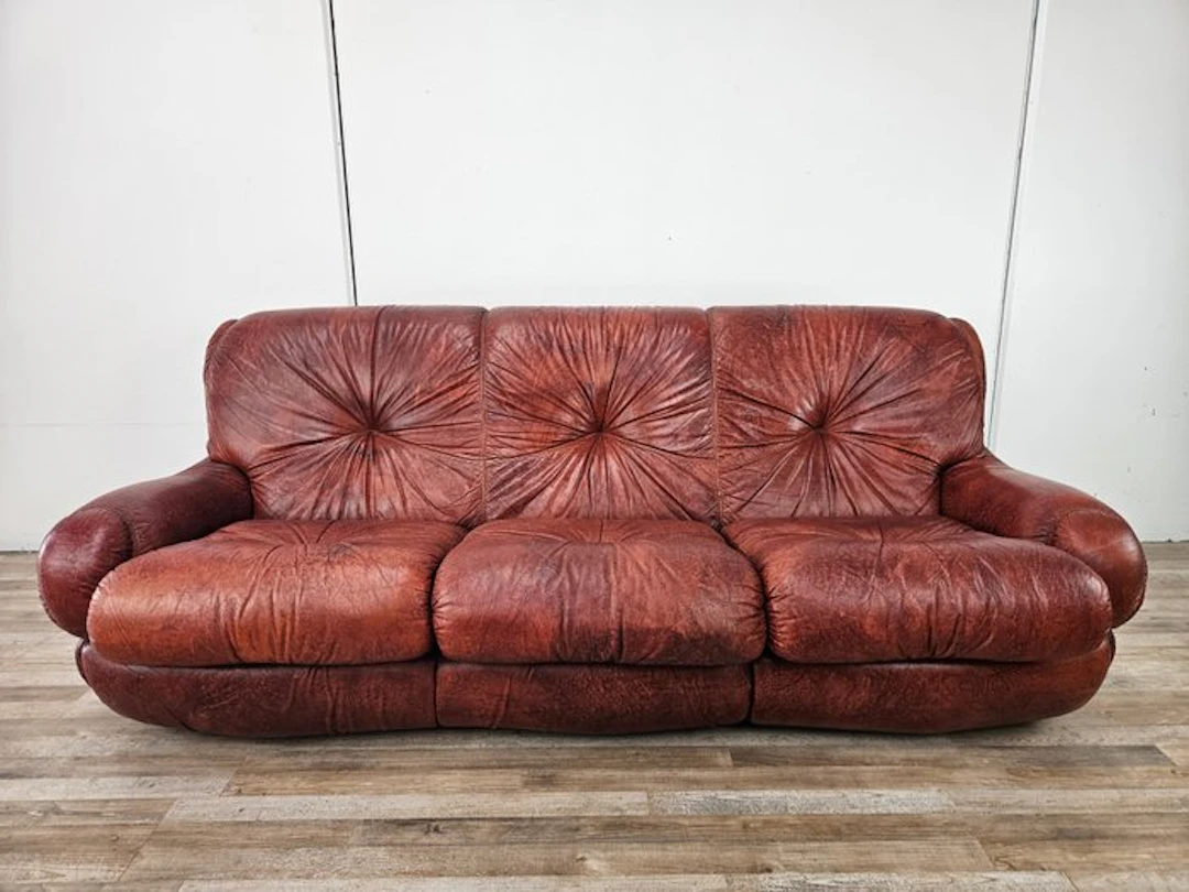 Seven Salotti - Sofa - Divano Topp in burgundy leather by...