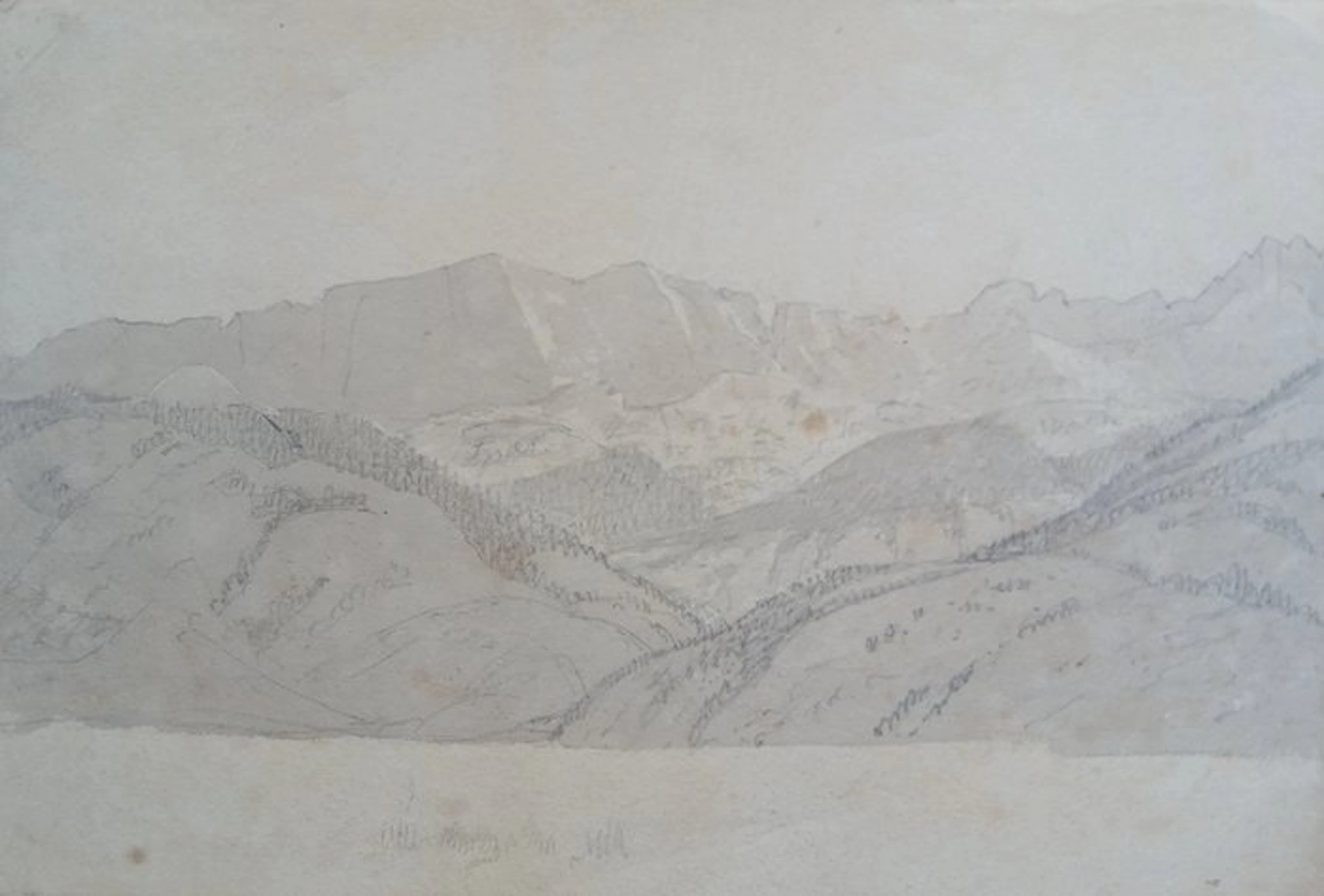 French school (XIX) - Studie voor een landschap - bergen - Alpen