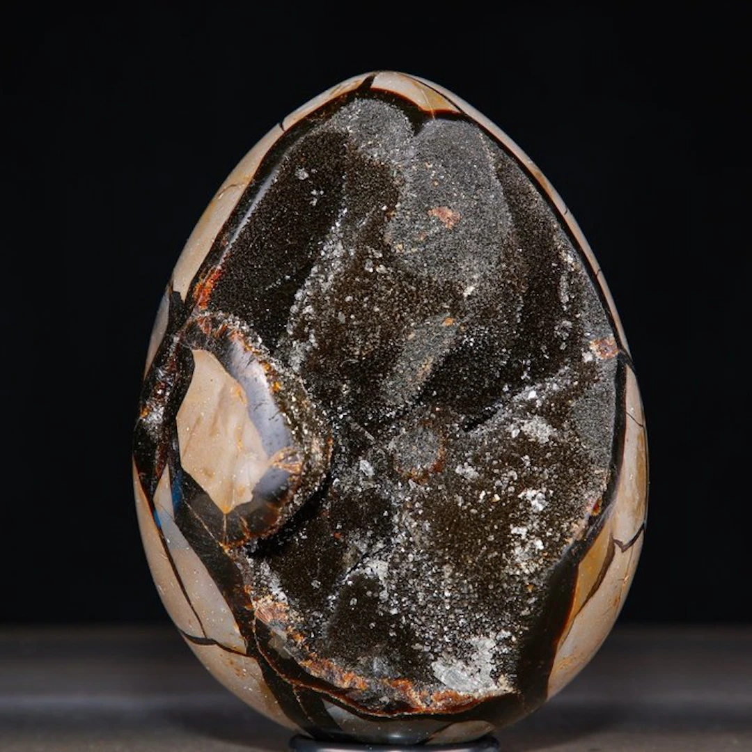 Madagascar Septarian Egg Geode - Deep Cavity of Sparkling...