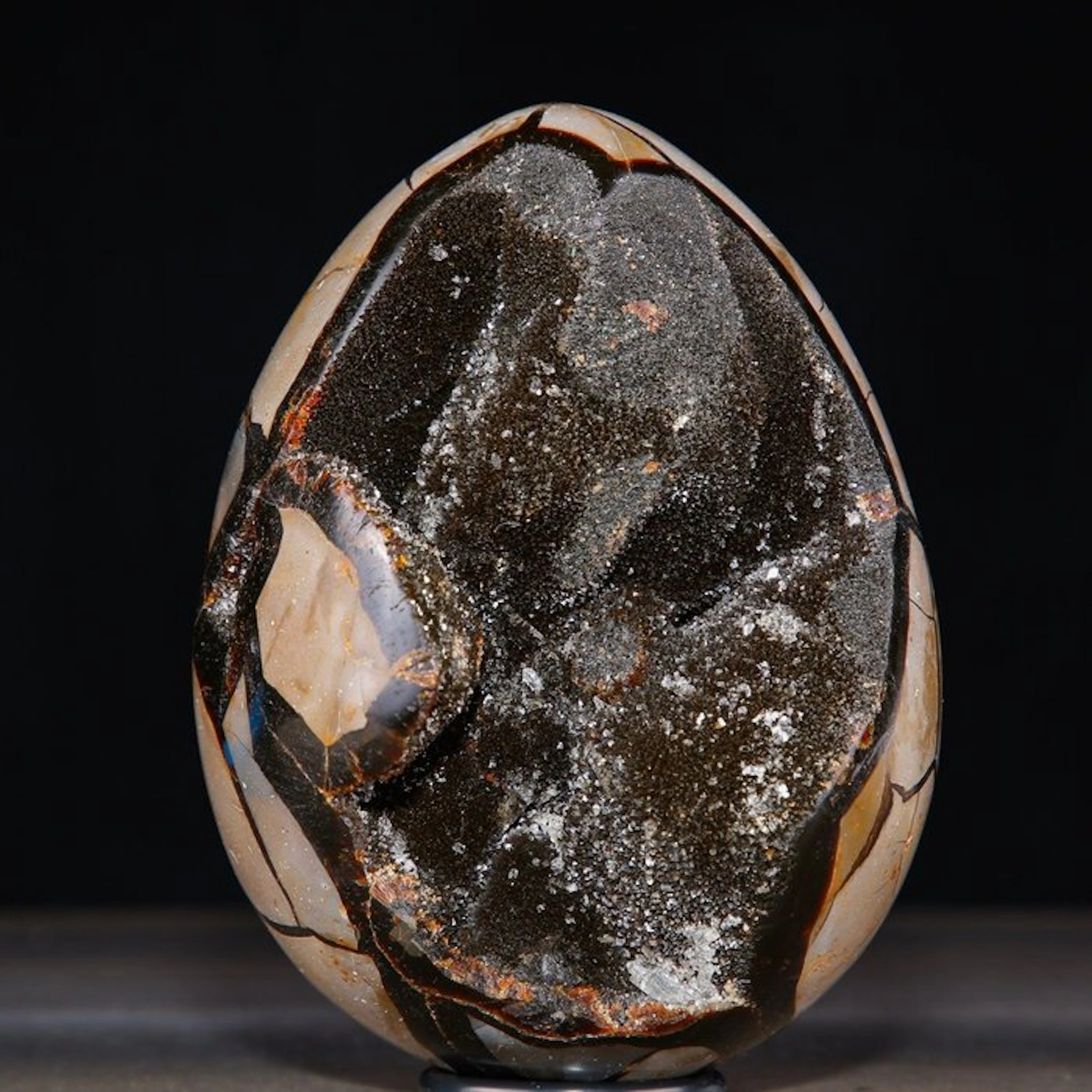 Madagascar Septarian Egg Geode - Deep Cavity of Sparkling...