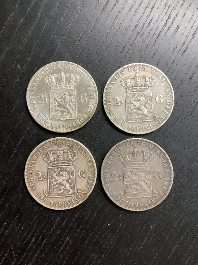 Netherlands. Willem III. 2 1/2 Gulden 1871-1874 (No reserve price)