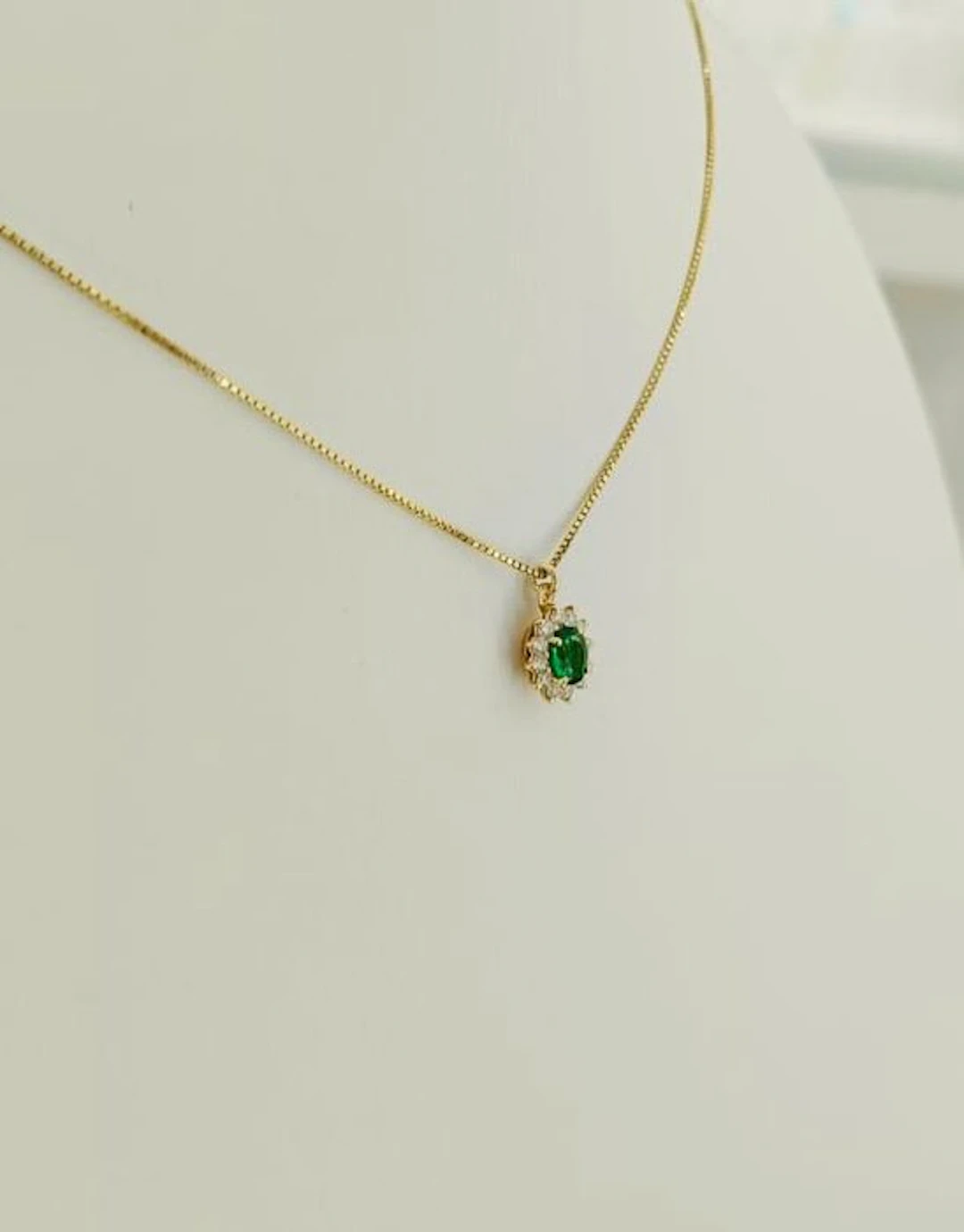 Necklace - 18 kt. Yellow gold Emerald - Diamond