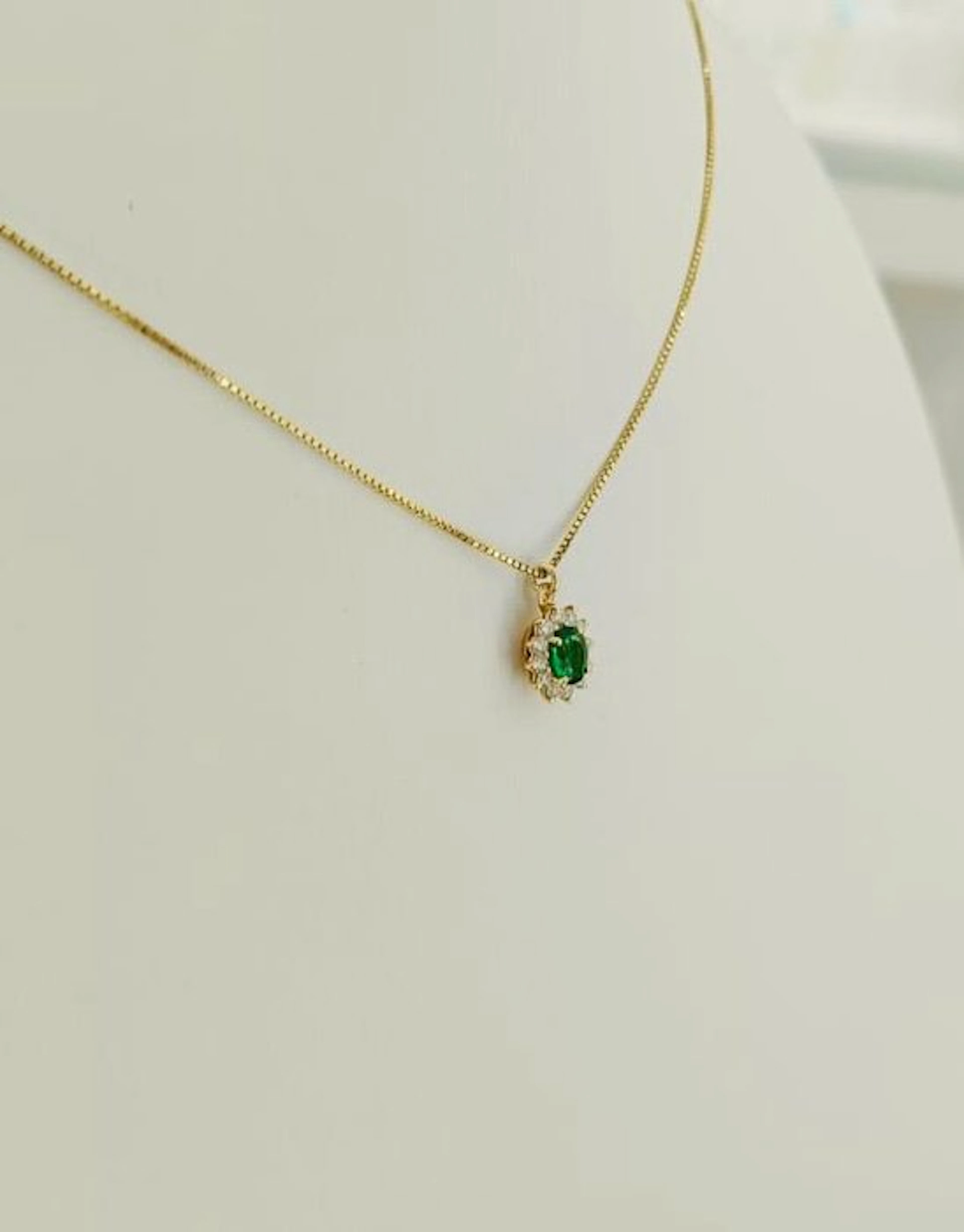 Necklace - 18 kt. Yellow gold Emerald - Diamond