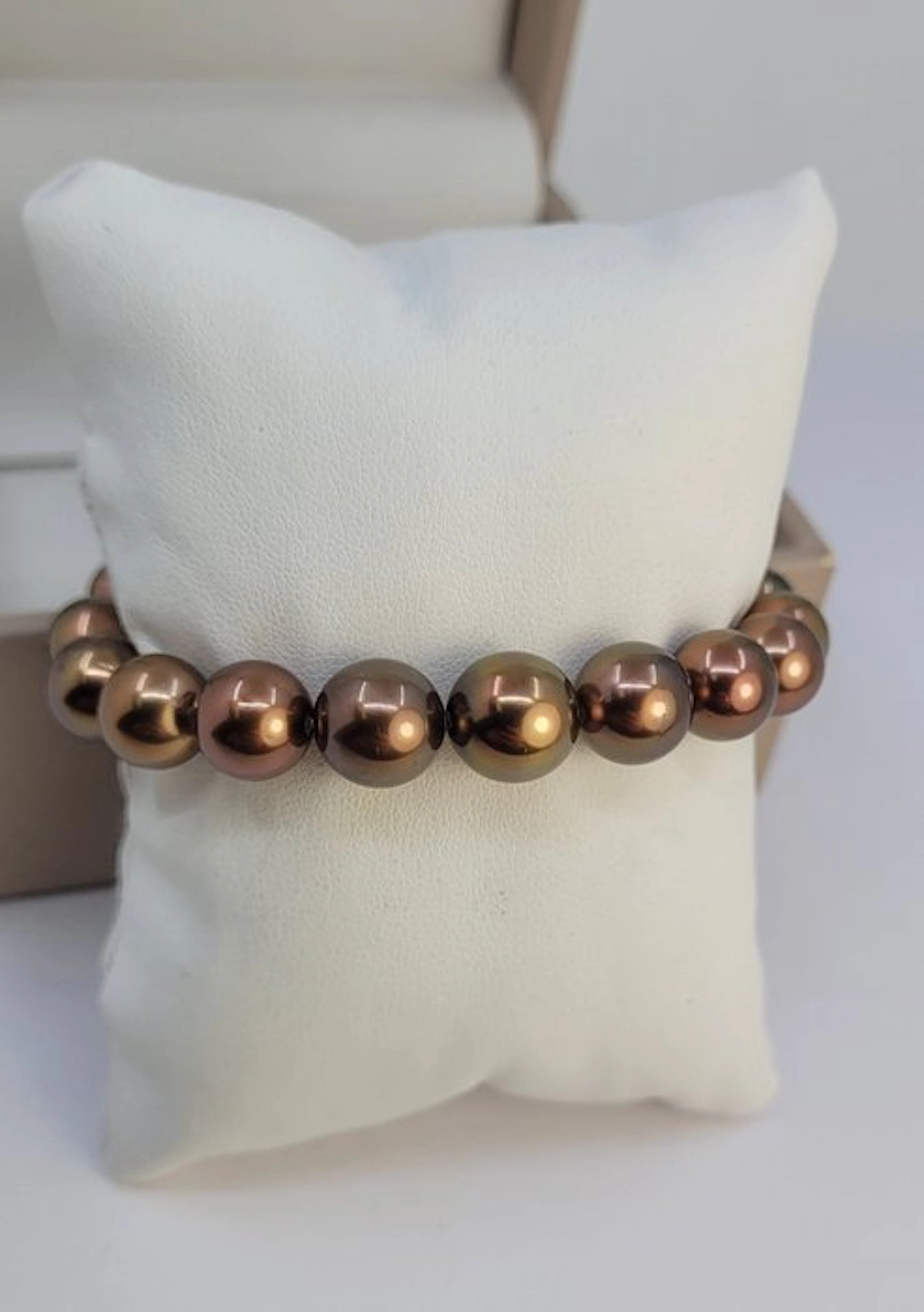 Bracelet 9.5x11mm Round Chocolate Tahitian Pearls