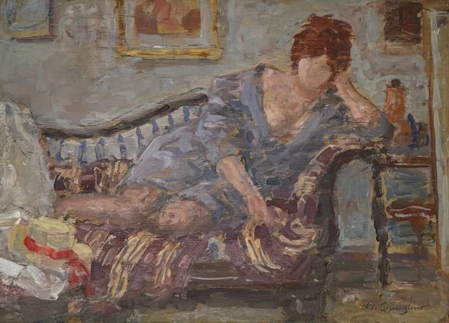 Massimo Quaglino (1899-1982) - Donna sul divano