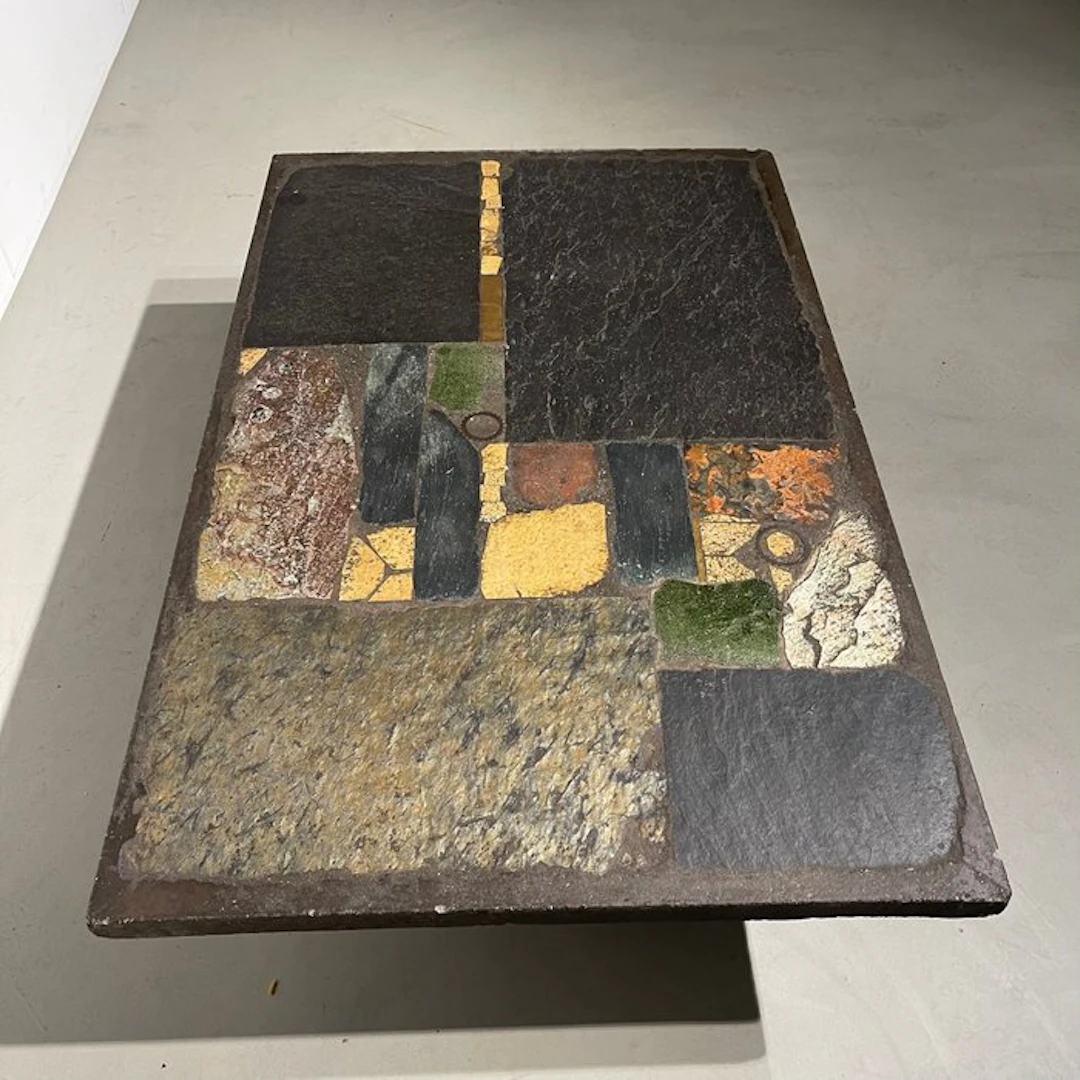 Paul Kingma - Coffee table - Slate, Brass, Metal, Stone