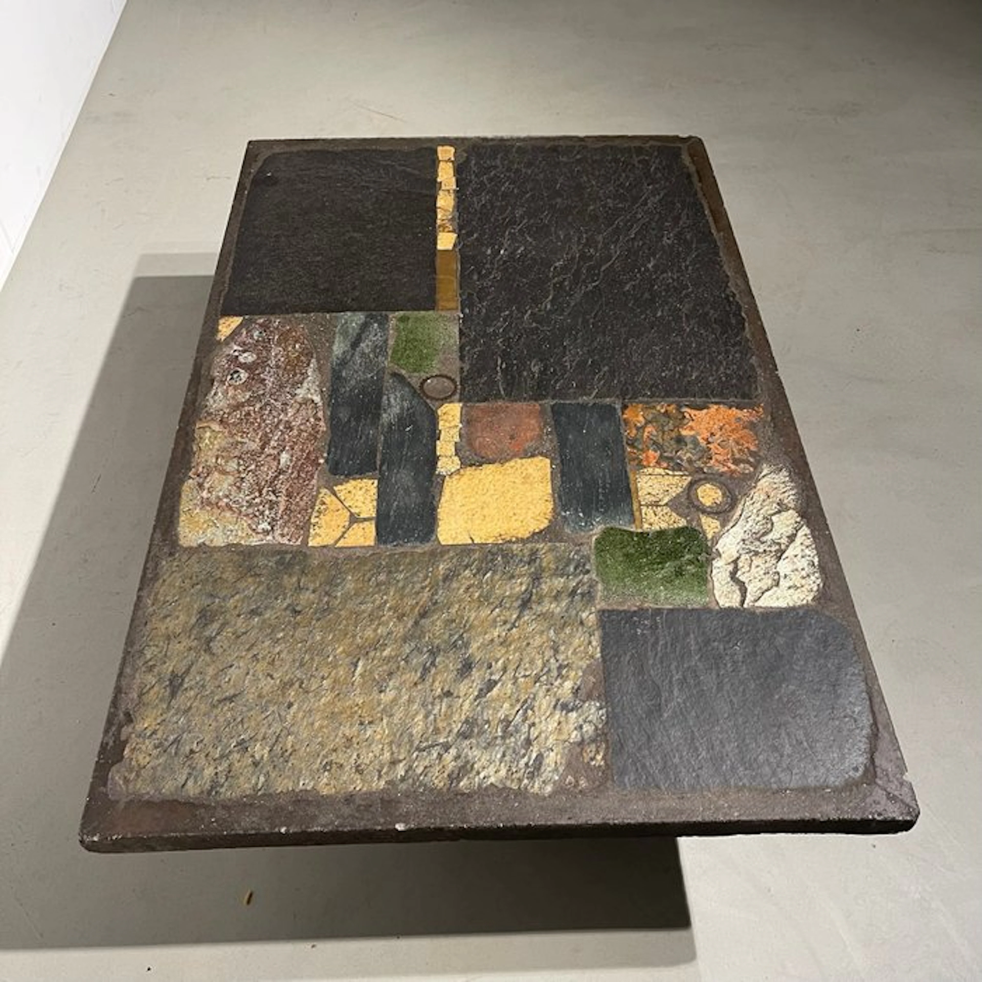 Paul Kingma - Coffee table - Slate, Brass, Metal, Stone