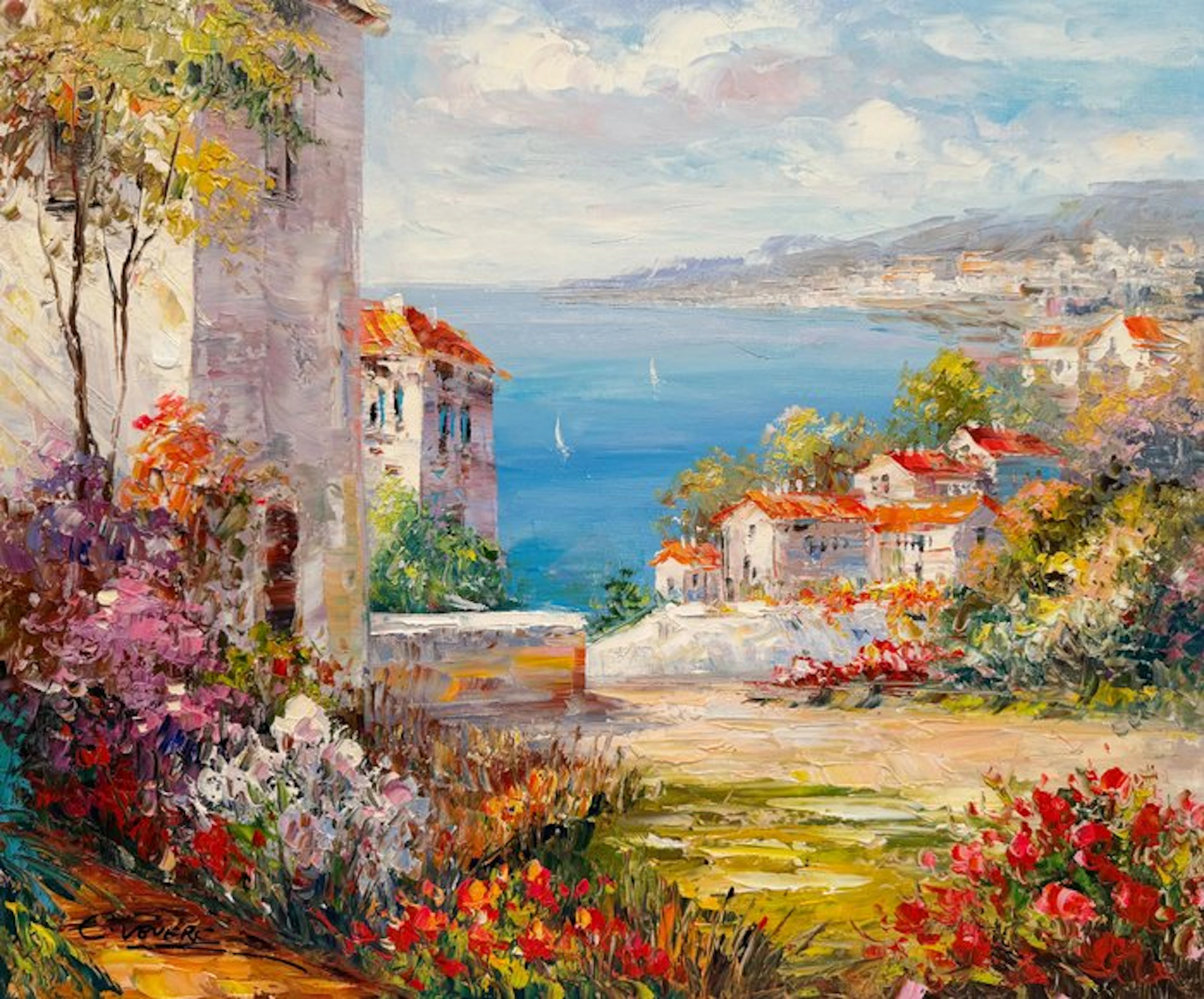 Christof Vevers (1962) - French Riviera - Jardin fleuri...
