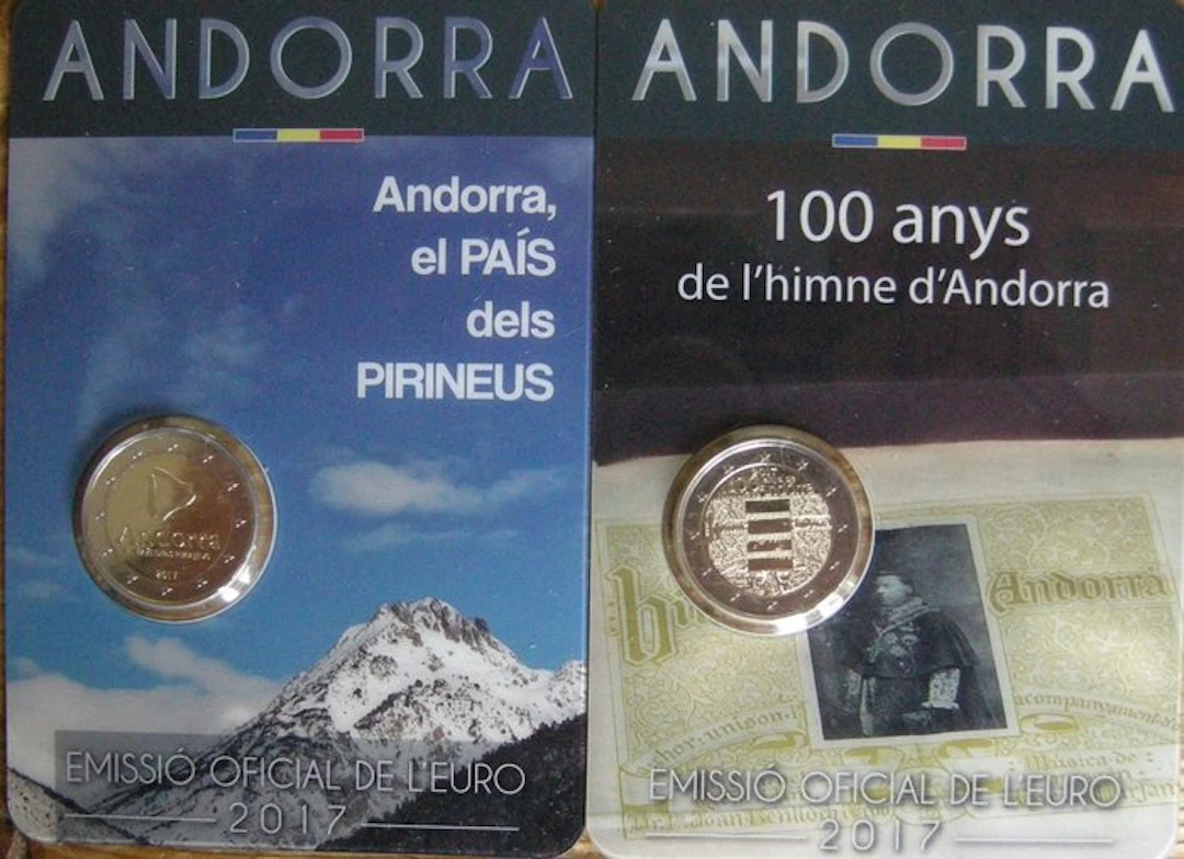Andorra. 2 Euro 2017 "Hymne d'Andorre" + "Pireneus" (2 stuks) (No