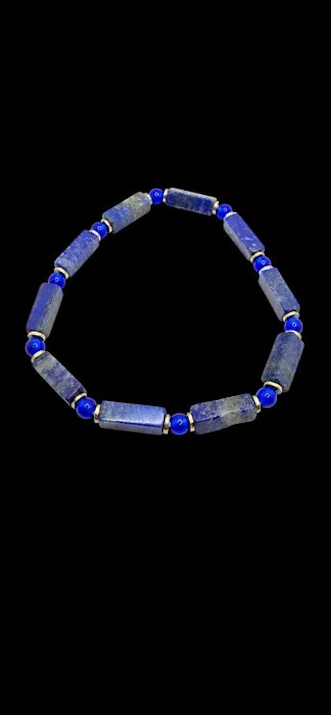 Lapis lazuli and hematite bracelet with rectangular...